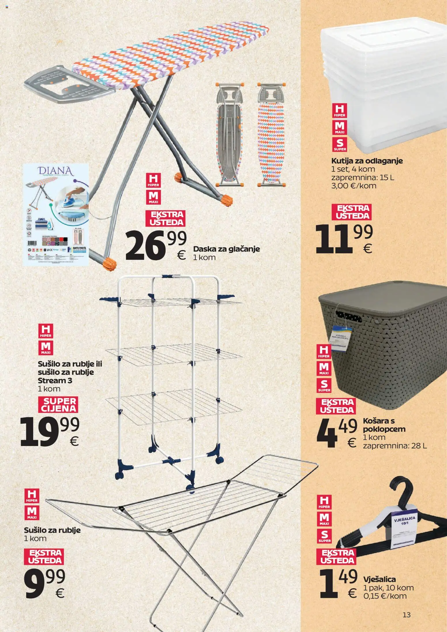 Tommy katalog | vrijedi od 15.06.2026 | Stranica: 13 | Proizvodi: Kutija, Košara, Vješalica, Sušilo za rublje