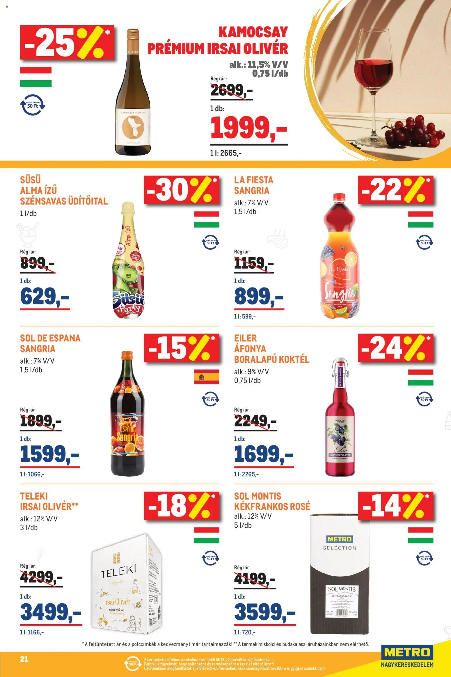 Metro akciós ujság - amely érvényes a következő dátumtól: 2026.08.01. | Oldal: 21 | Termékek: Áfonya, Sangria, Fehérbor, Só