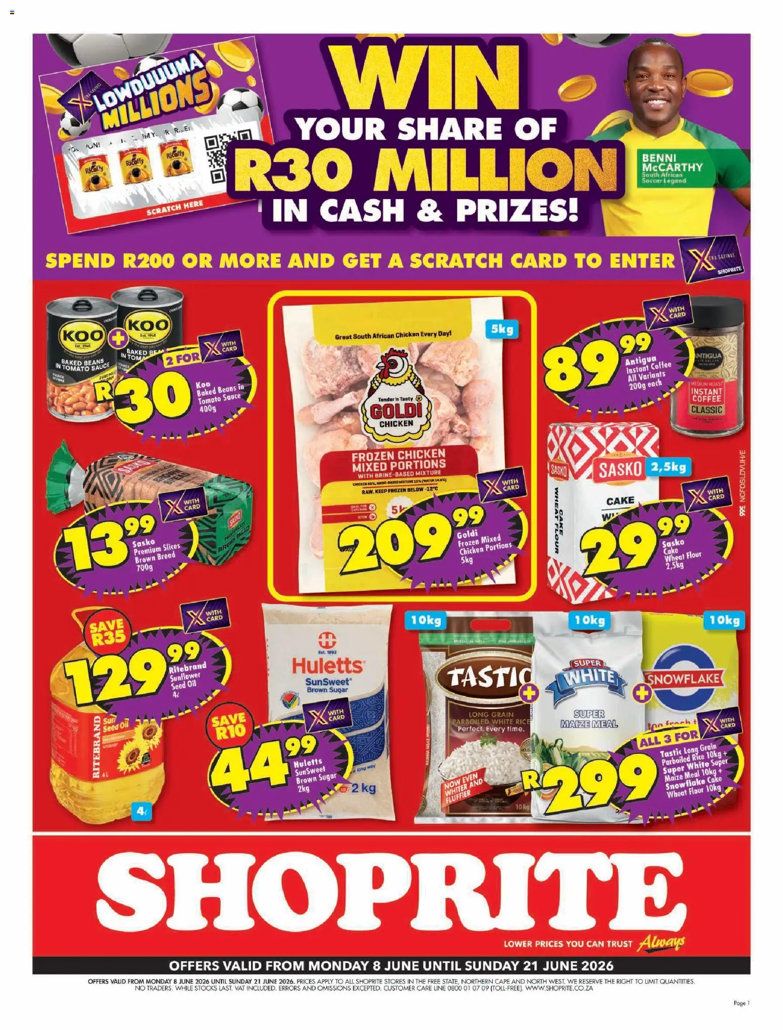 New Shoprite catalogue – valid from 08.06.2026 | Page: 1 | Products: Canned beans, Tomato sauce, Water, Sugar