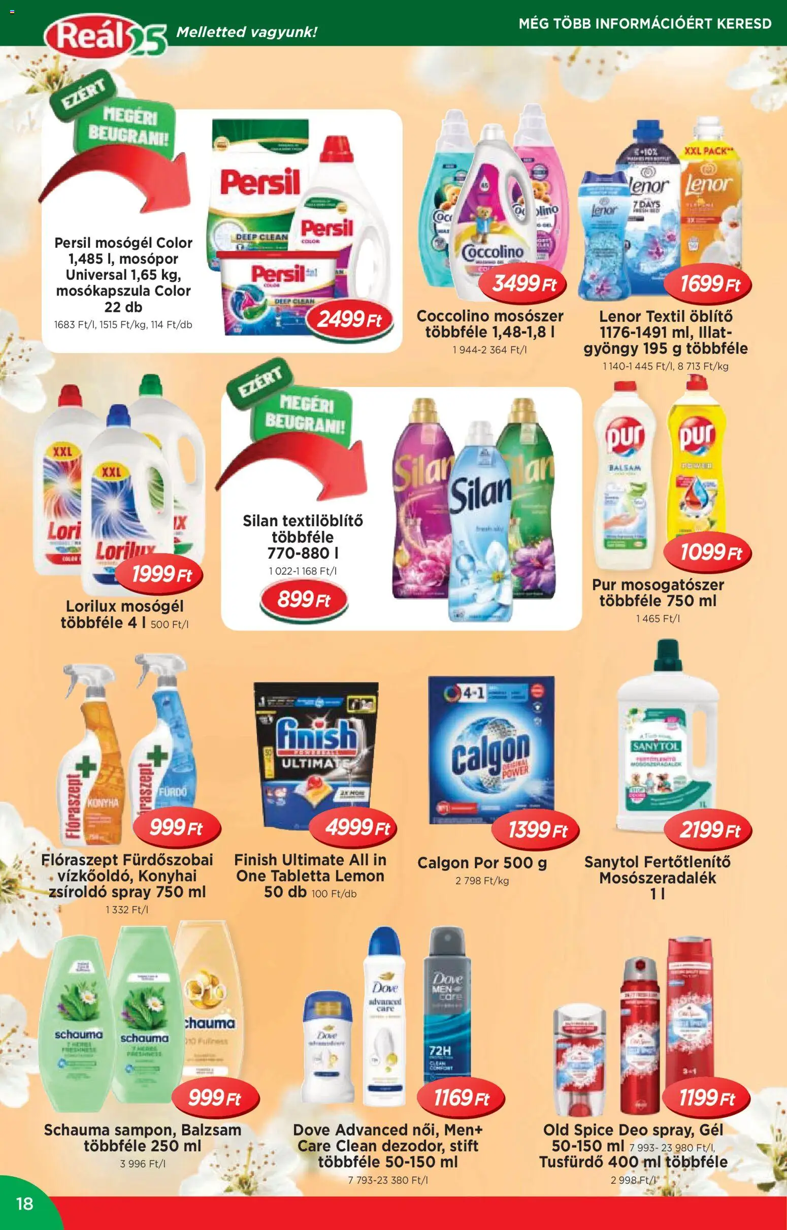 Reál akciós ujság - amely érvényes a következő dátumtól: 06.05.2026 | Oldal: 18 | Termékek: Mosógél, Mosókapszula, Mosópor, Mosogatószer