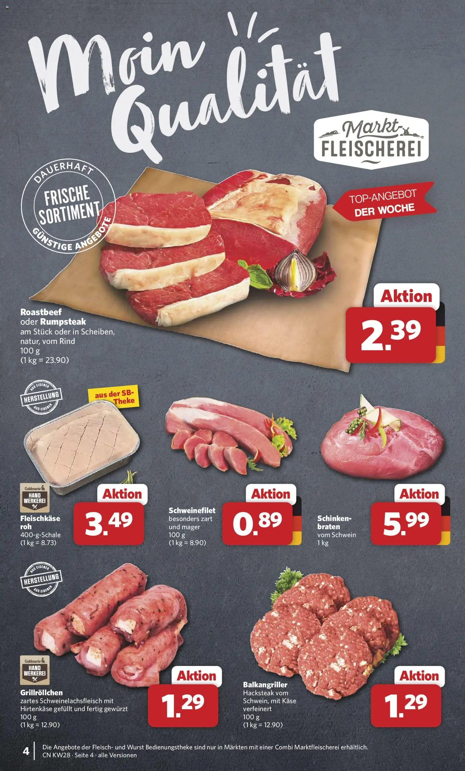 Combi Prospekt – gültig ab 06.07.2026 | Seite: 4 | Produkte: Roastbeef, Wurst, Schinken, Fleisch