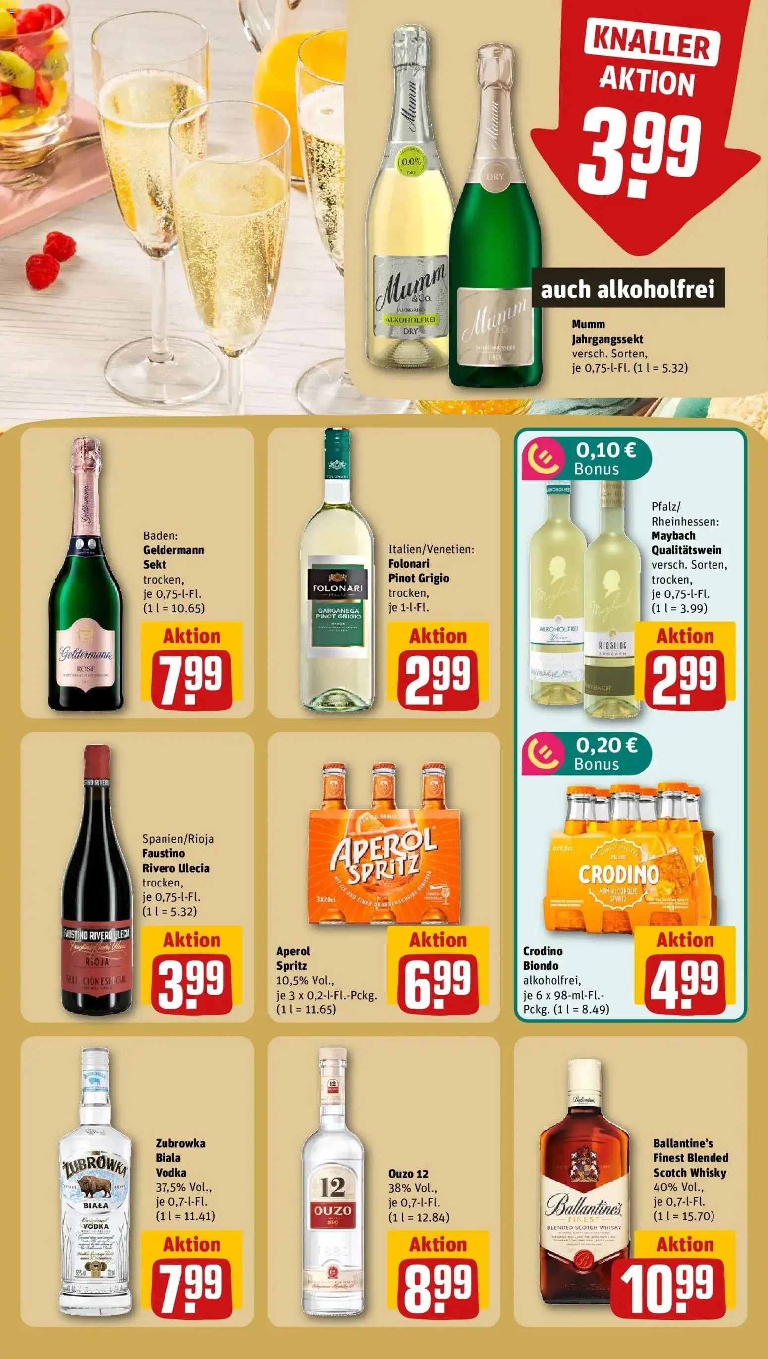REWE Prospekt ab 07.09.2026 zum Blättern » Angebote | Seite: 19 | Produkte: Ouzo 12, Ouzo, Aperol, Vodka