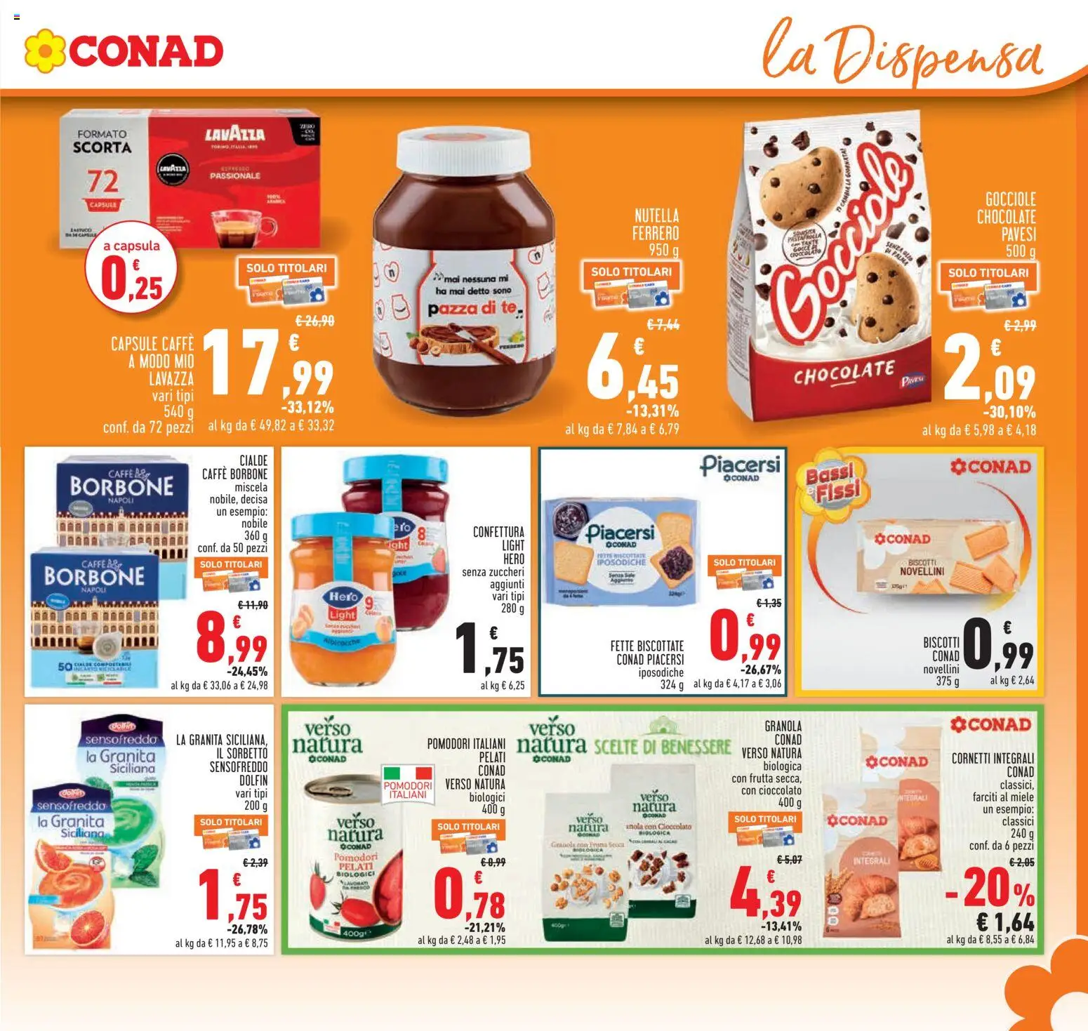 Volantino Conad del 16/07/2026 | Pagina: 19 | Prodotti: Tè, Biscotti, Sorbetto, Albicocche
