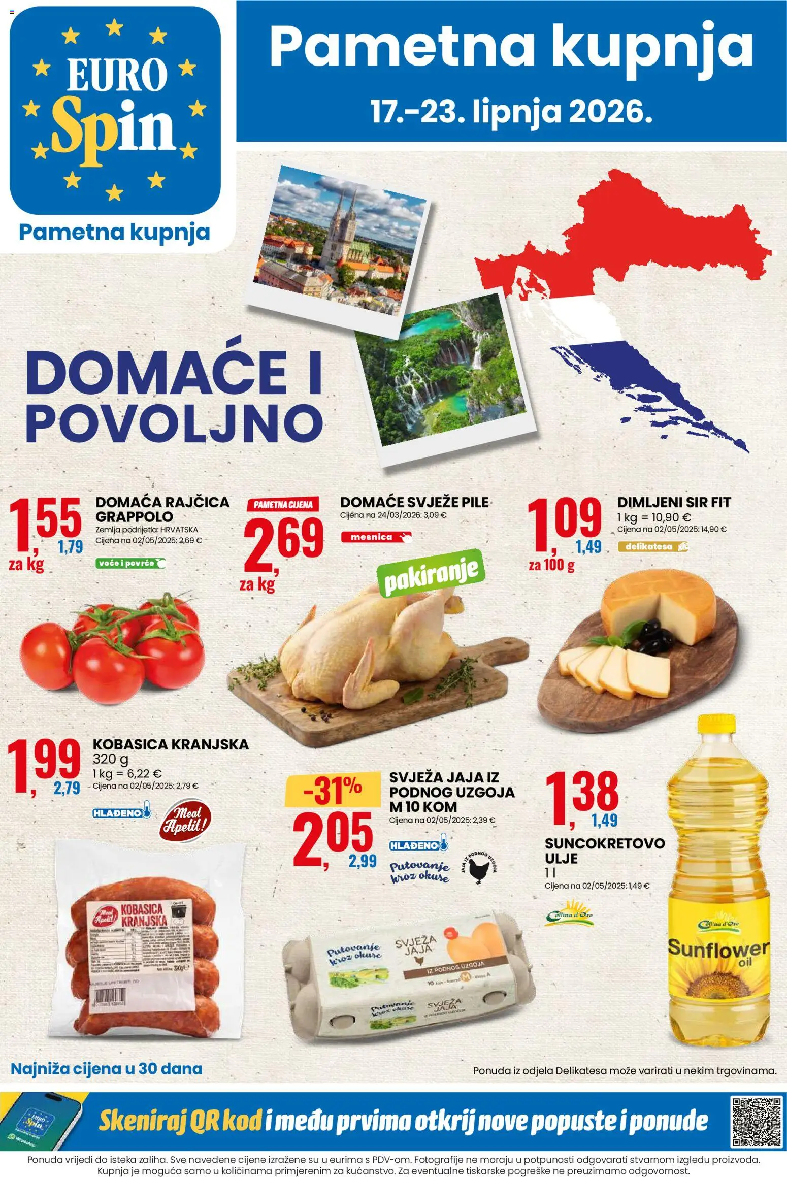 Eurospin katalog | vrijedi od 17.06.2026 | Stranica: 1 | Proizvodi: Jaja, Voće, Kobasica, Rajčica
