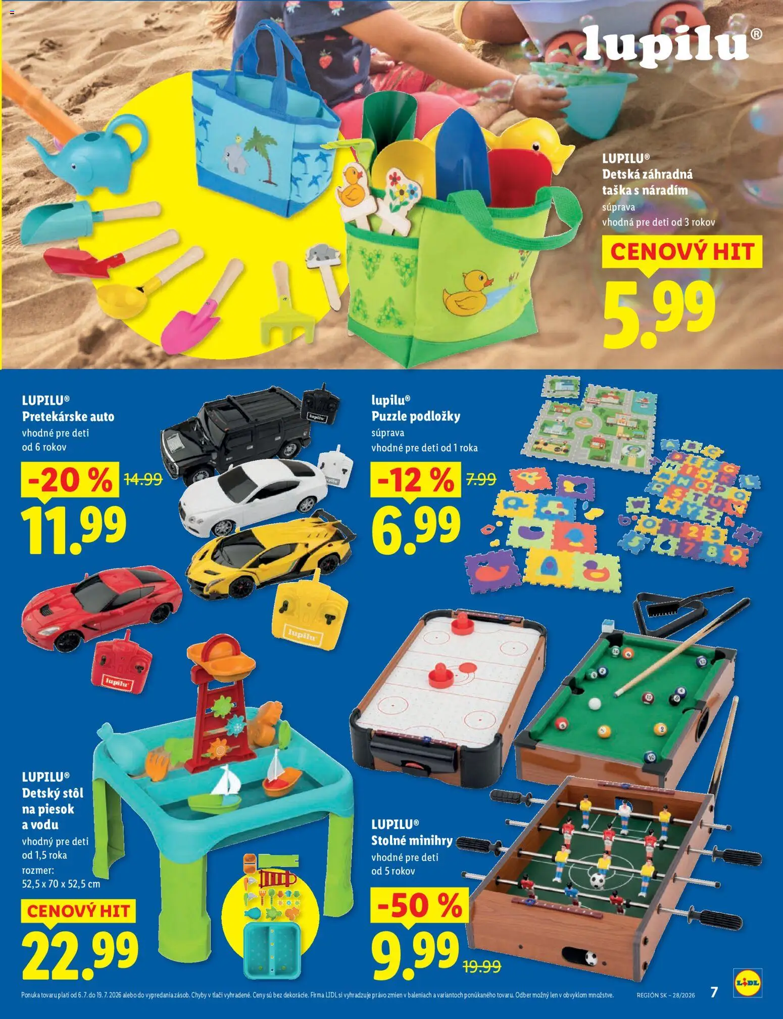 Nové Lidl akcie – leták je platný od 06.07.2026 | Strana: 7 | Produkty: Stôl, Puzzle, Taška