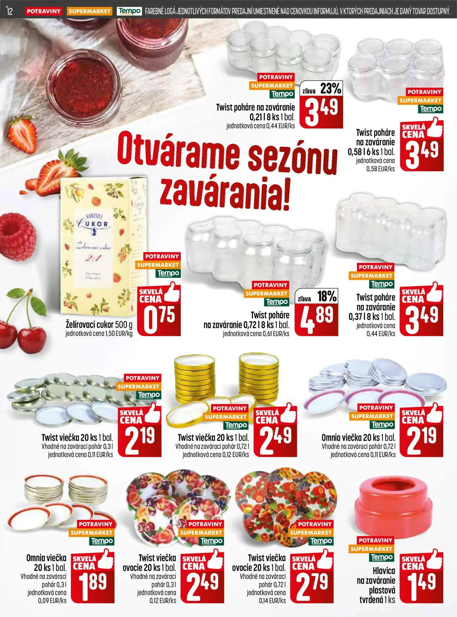 Nové COOP Jednota akcie – leták je platný od 28.05.2026 | Strana: 12 | Produkty: Cukor, Ovocie