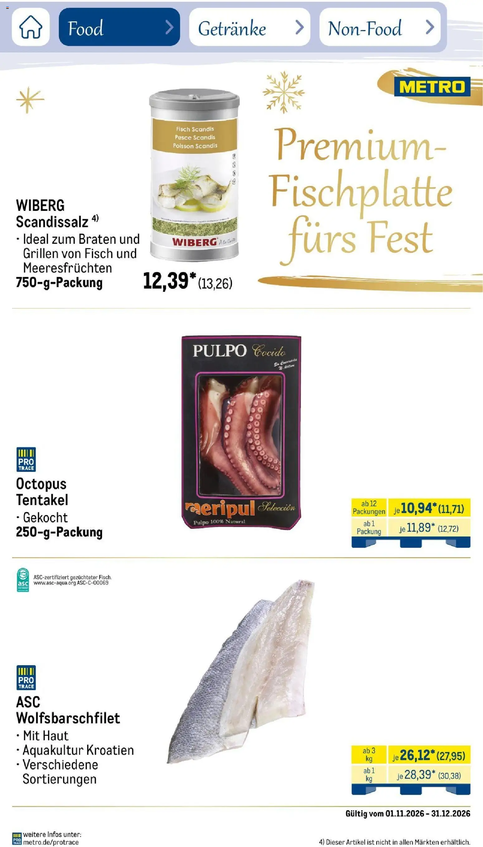 Metro Saisonkatalog Festtage voller Genuss – gültig ab 01.11.2026 | Seite: 39 | Produkte: Fisch