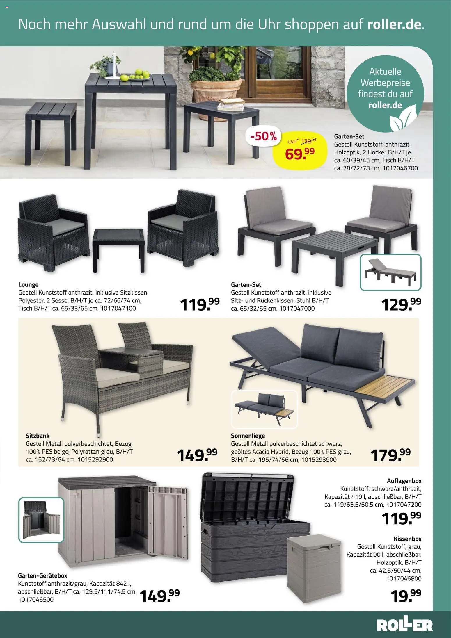 Roller Garten looks – gültig ab 23.02.2026 | Seite: 31 | Produkte: Hocker, Sitzbank, Stuhl, Uhr
