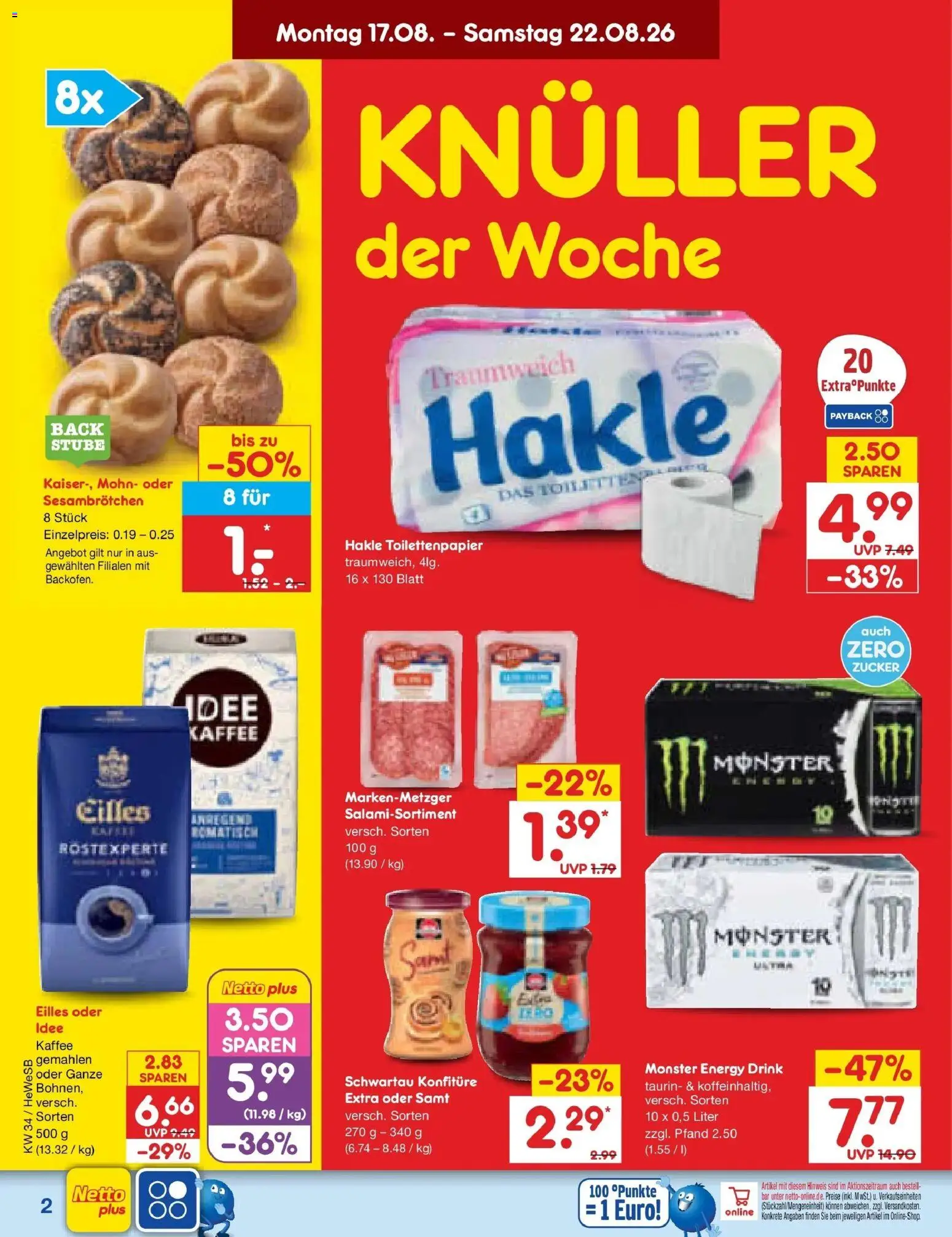 Netto Marken-Discount Prospekt Hamburg – gültig ab 17.08.2026 | Seite: 2 | Produkte: Energy, Kaffee, Monster, Zucker