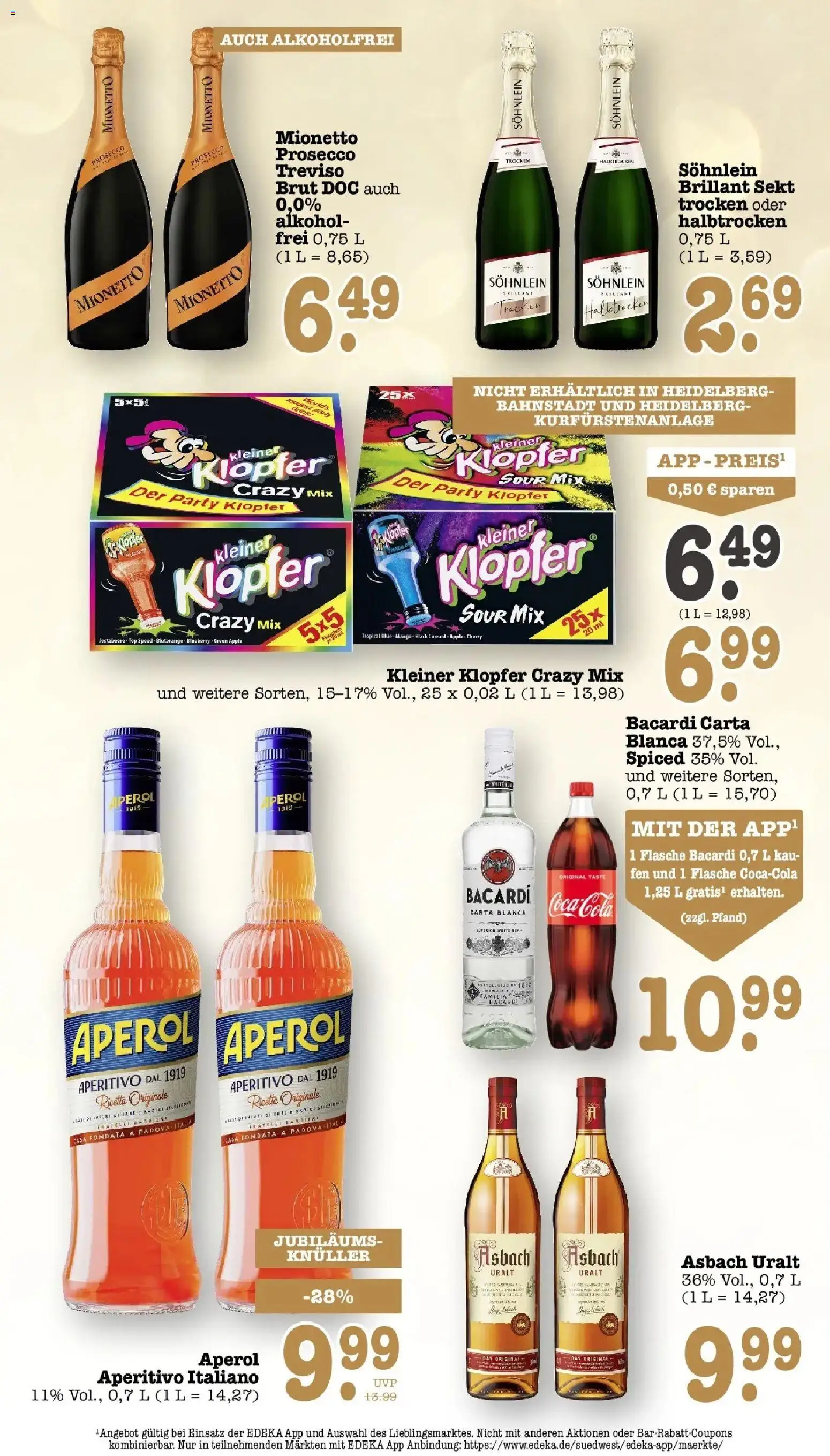 E center Prospekt Heidelberg (ab 14.09.2026) zum Blättern | Seite: 52 | Produkte: Cola, Sekt, Prosecco, Aperol