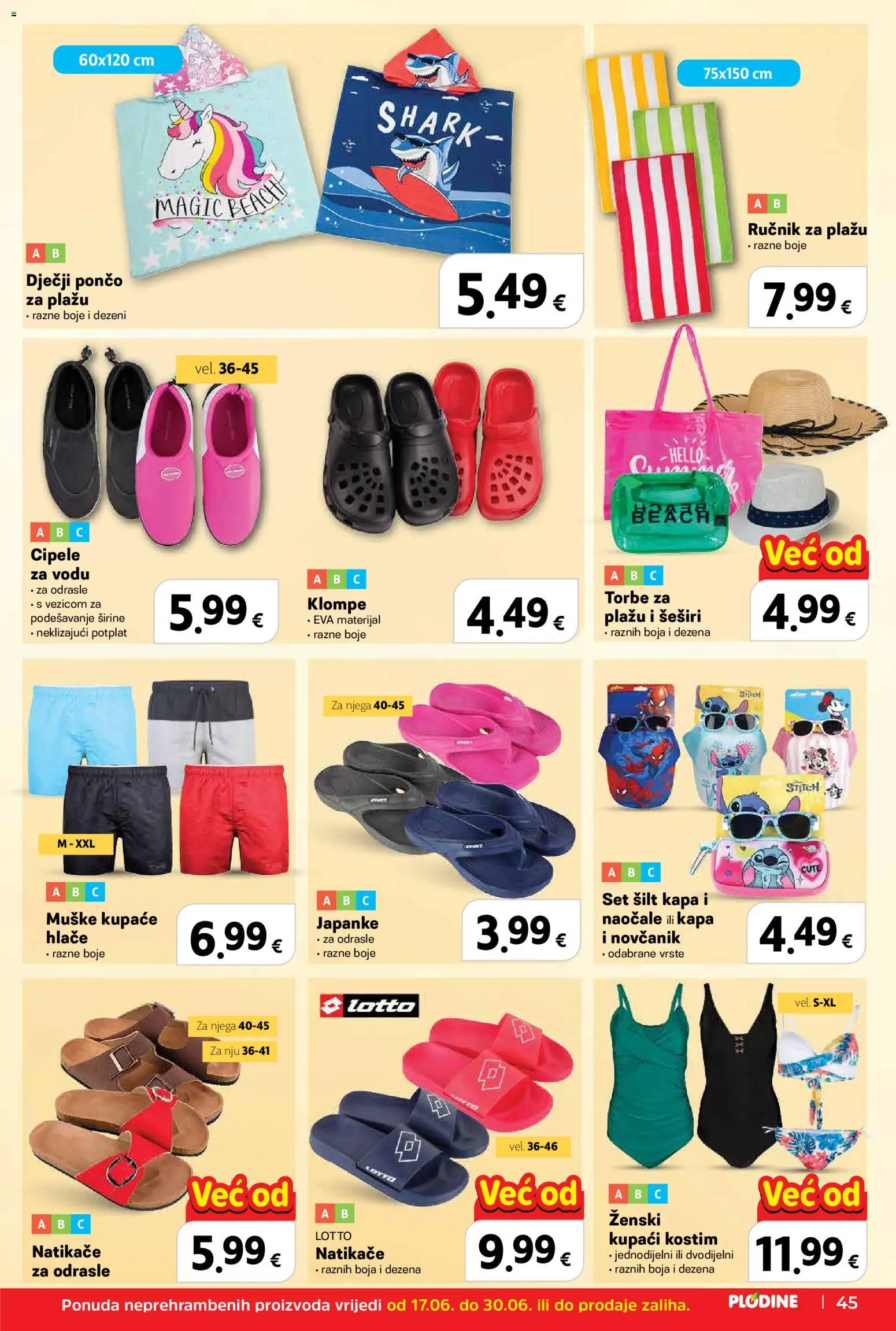 Plodine katalog | vrijedi od 17.06.2026 | Stranica: 45 | Proizvodi: Hlače, Kupaći kostim, Japanke, Novčanik
