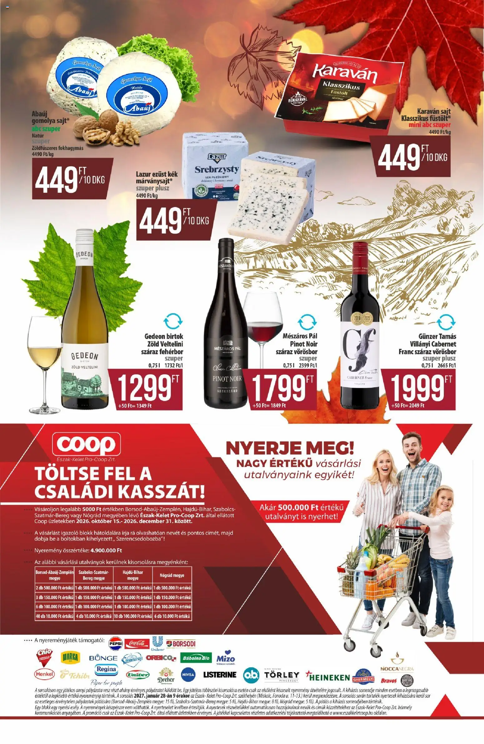 COOP akciós ujság - amely érvényes a következő dátumtól: 2026.10.15. | Oldal: 9 | Termékek: Cabernet, Heineken, Száraz vörösbor, Sajt