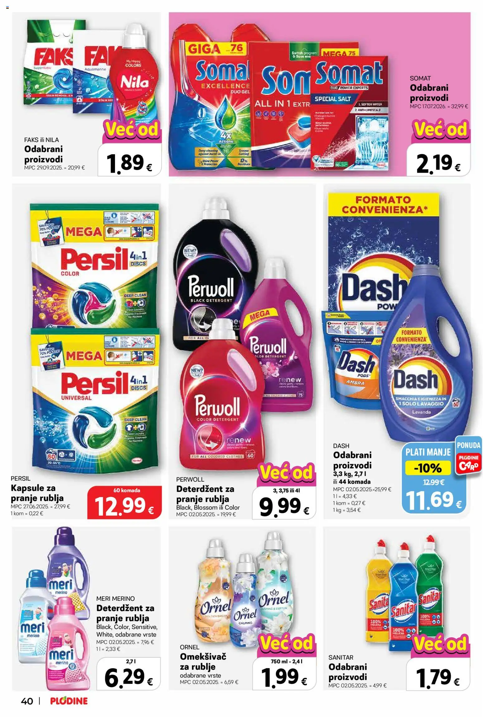 Plodine katalog | vrijedi od 10.09.2026 | Stranica: 40 | Proizvodi: Deterdžent za pranje rublja, Deterdžent, Persil, Meri Merino