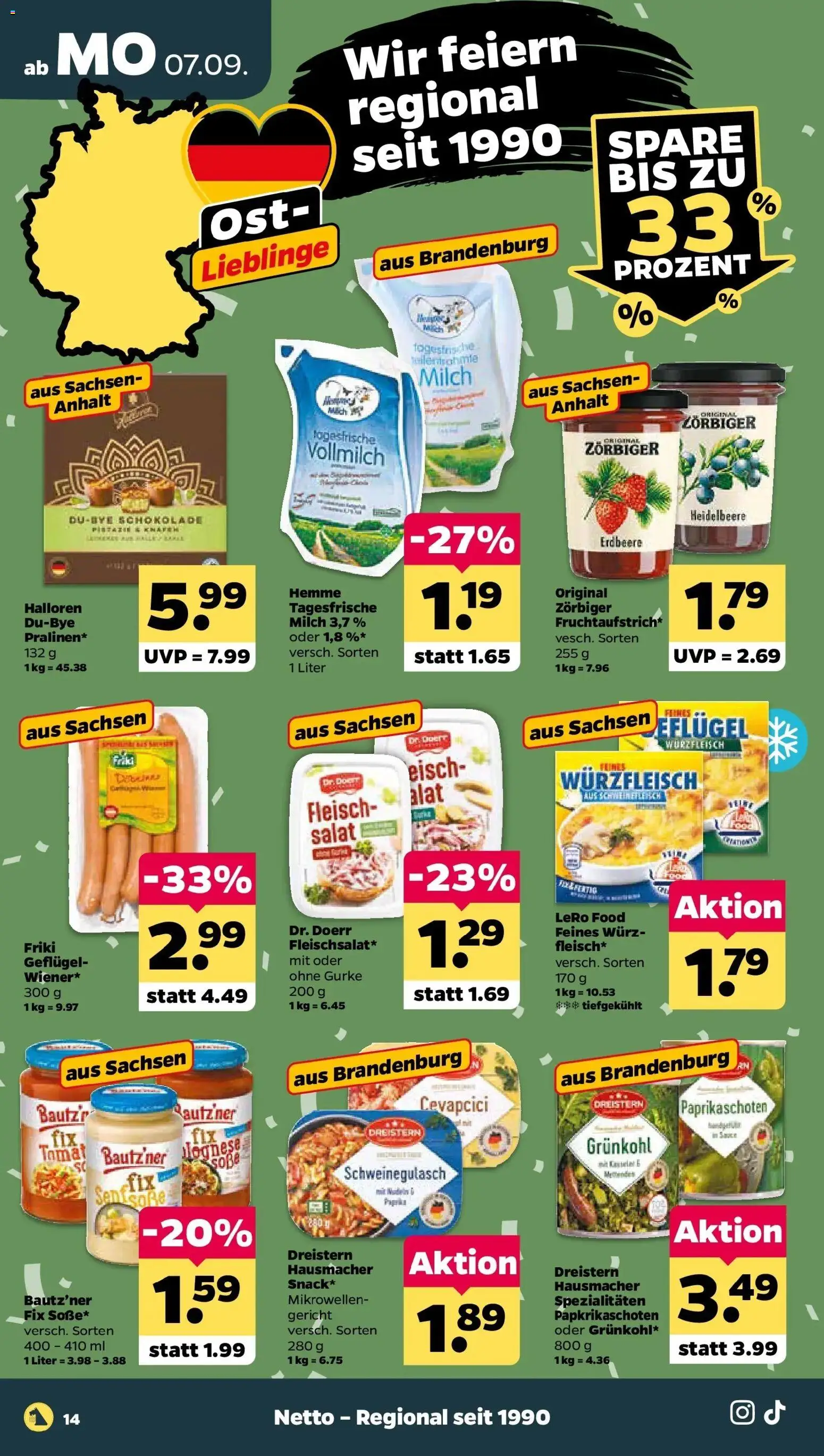 Netto Aktueller Prospekt ab 06.09.2026 → Angebote nächste Woche | Seite: 16 | Produkte: Schweinegulasch, Milch, Soße, Fleisch
