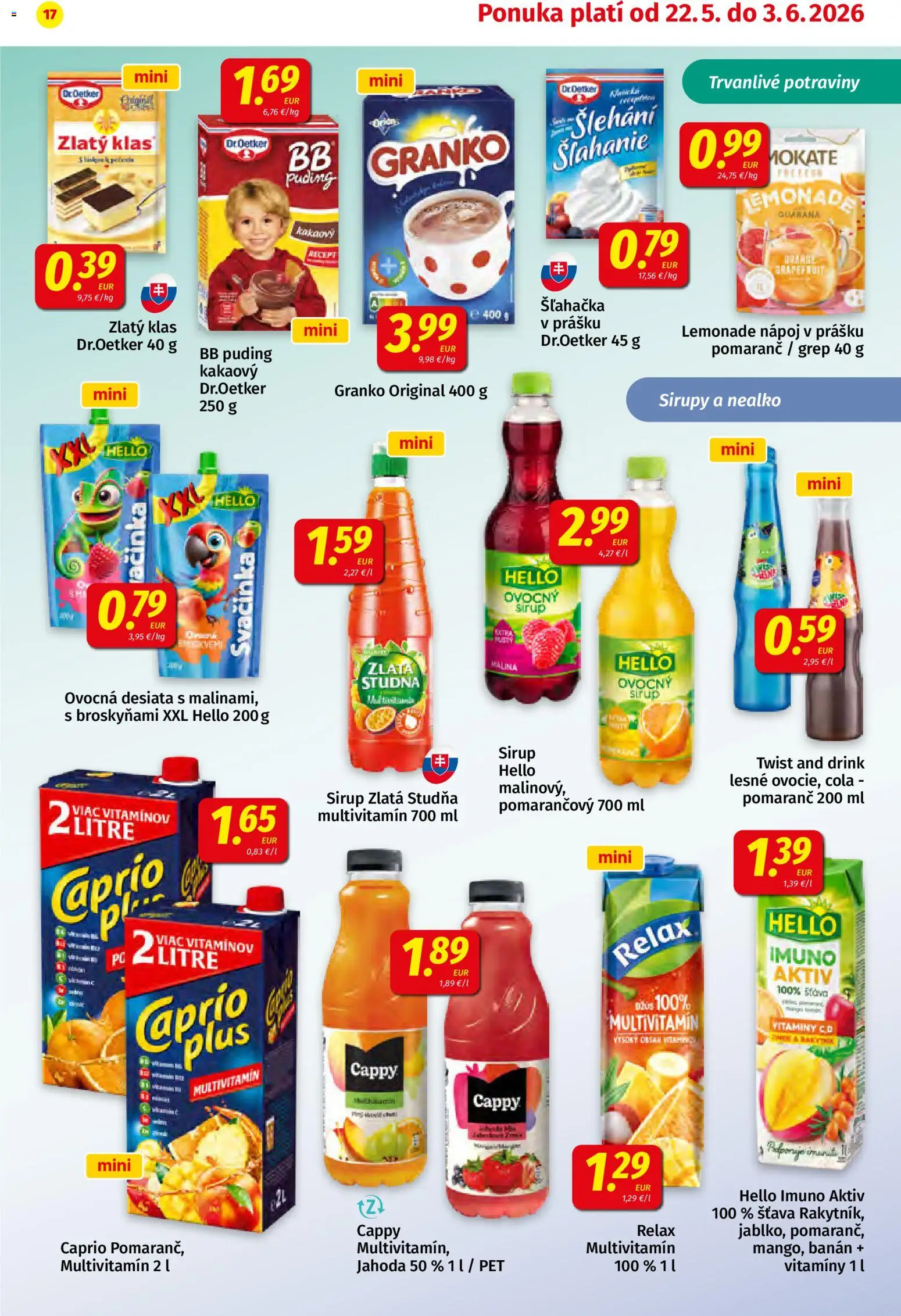 Nové Koruna akcie – leták je platný od 22.05.2026 | Strana: 17 | Produkty: Džús, Grapefruit, Granko, Šľahačka