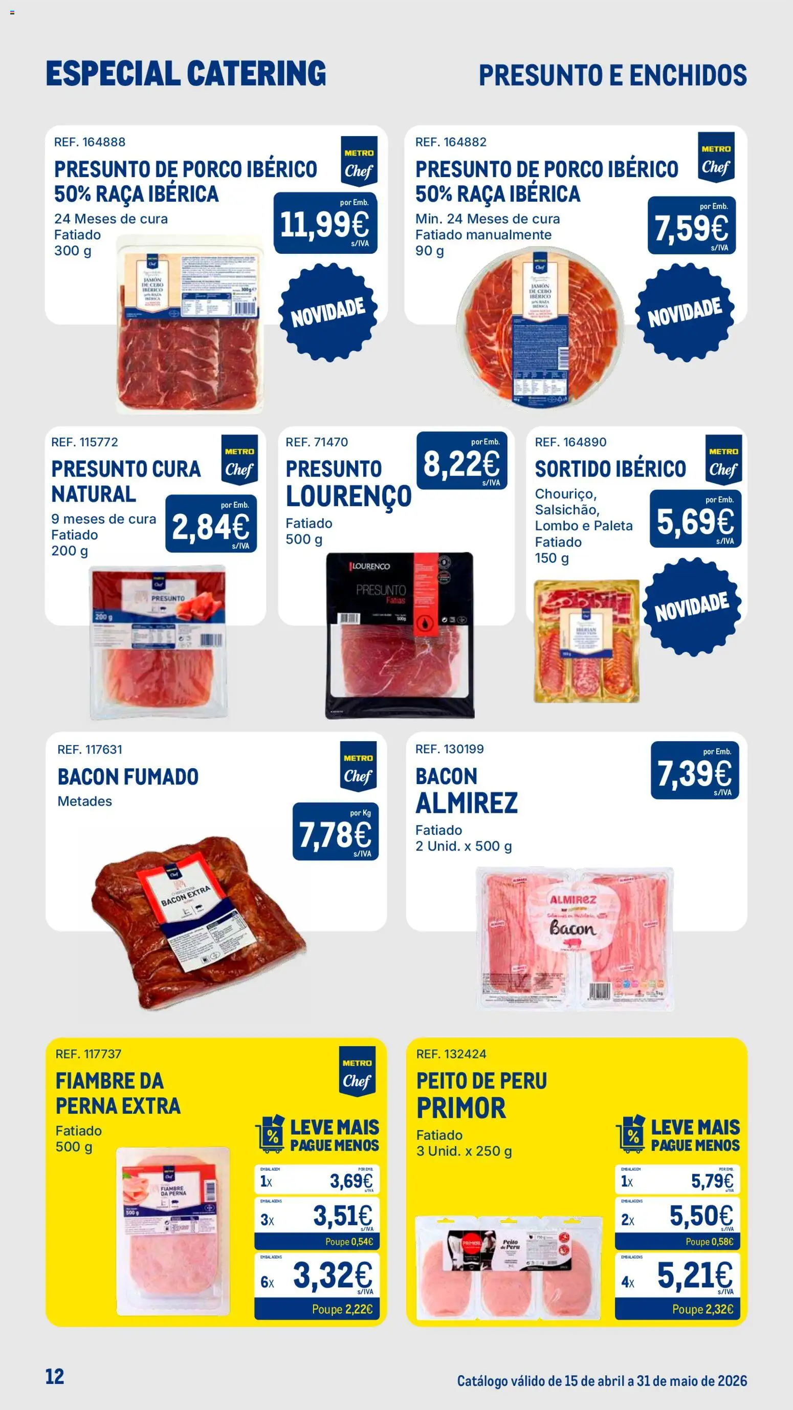 Makro Especial Catering │ válido de 15.04.2026 | Página: 12 | Produtos: Bacon, Peito de peru, Peru, Lombo