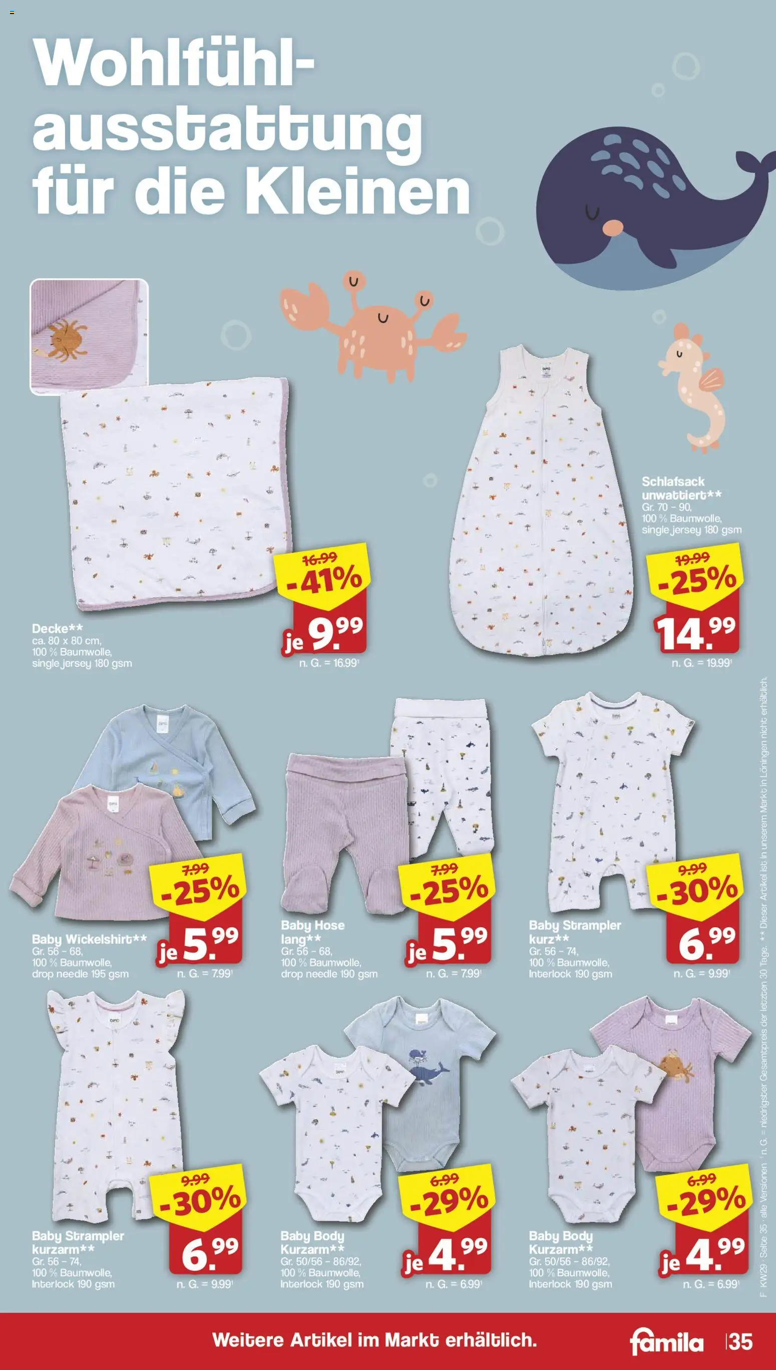 Famila Nordwest Prospekt – gültig ab 13.07.2026 | Seite: 35 | Produkte: Decke, Schlafsack, Hose