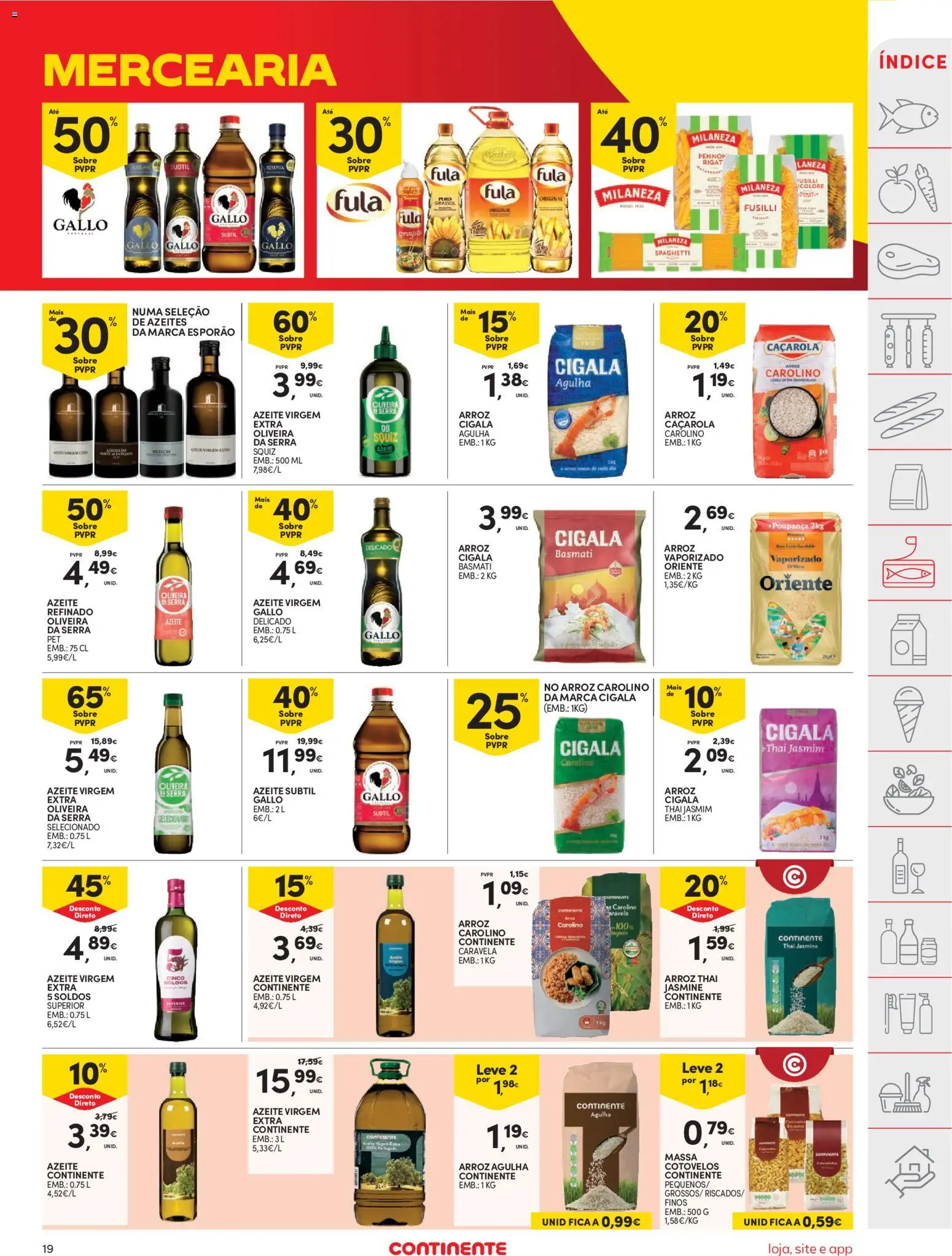 Continente folheto │ válido de 07/07/2026 | Página: 21 | Produtos: Azeite, Milaneza, Arroz, Massa