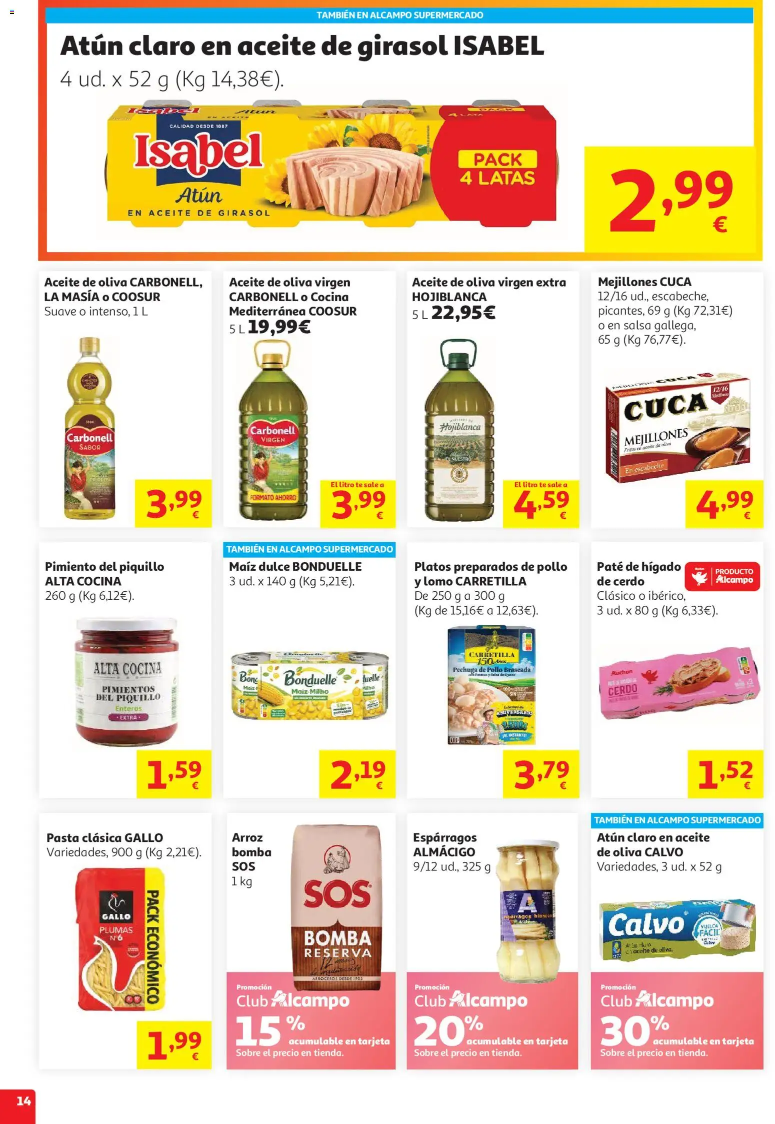 Alcampo HG Nacional Unico No Litoral │ válido desde el 29/07/2026 | Página: 14 | Productos: Paté, Arroz, Νερό καρύδας, Cocina