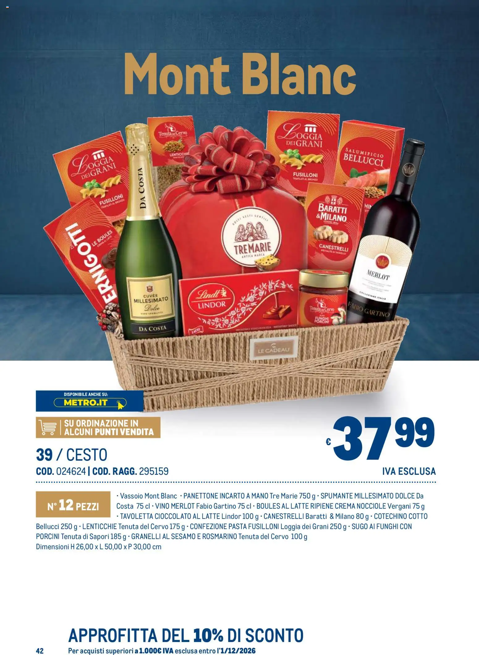 Volantino Metro del 19/10/2026 | Pagina: 42 | Prodotti: Pasta, Nocciole, Tavoletta, Cotechino