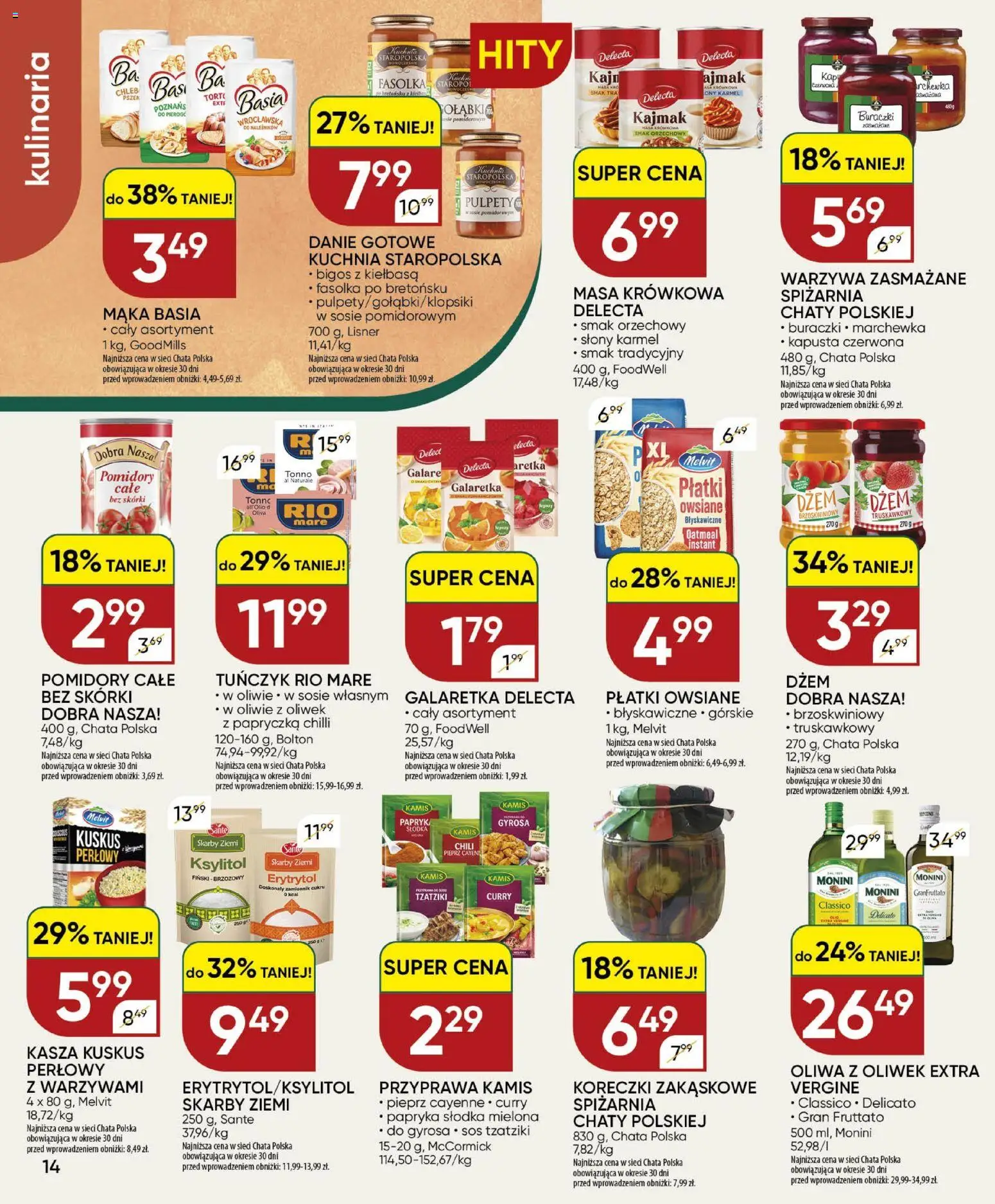 Chata Polska gazetka od 08.10.2026 | Strona: 14 | Produkty: Słony karmel, Fasolka po bretońsku, Mąka, Pieprz