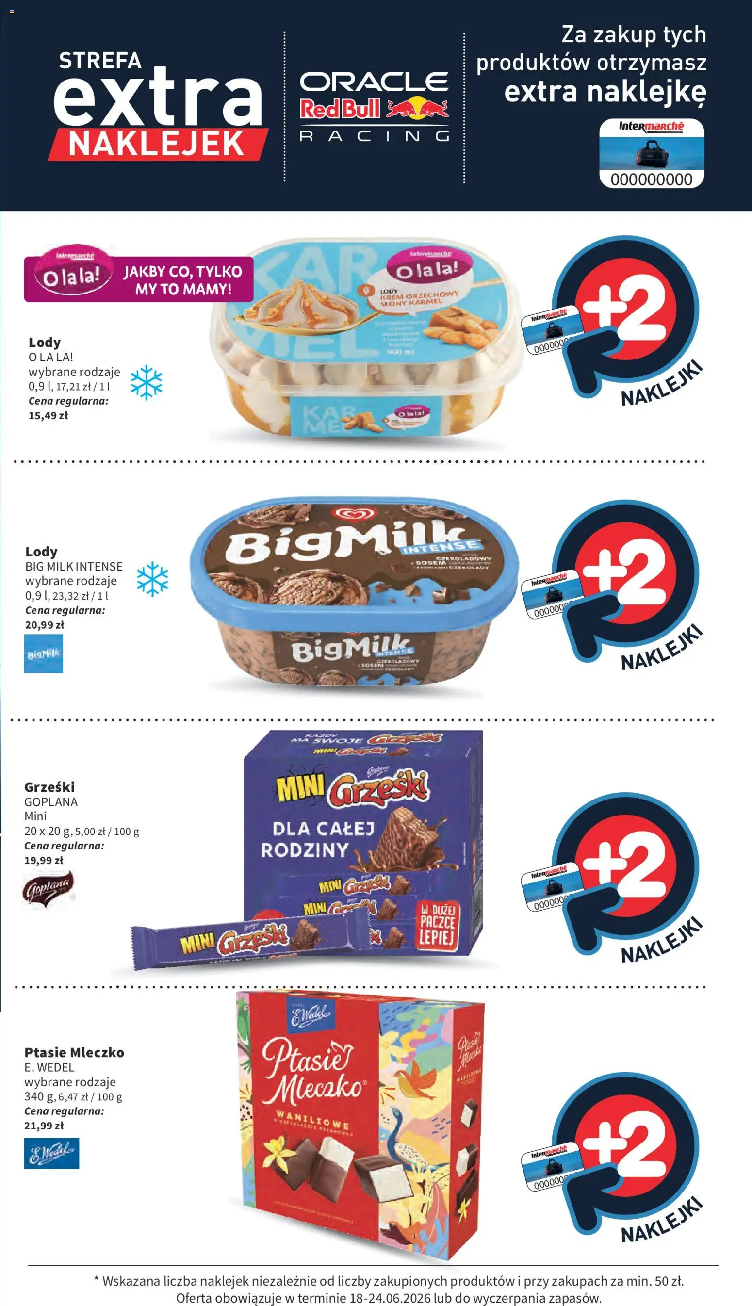 Intermarche gazetka od 18.06.2026 | Strona: 41 | Produkty: Krem orzechowy, Naklejki, Ptasie mleczko, Lody