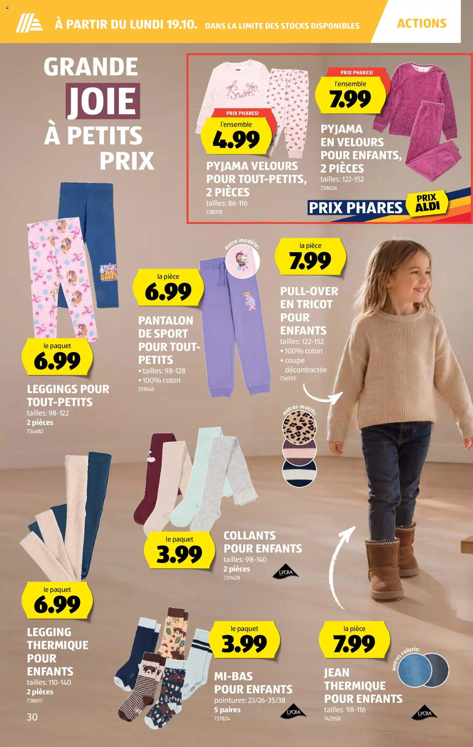 Aldi aktionen FR – gültig ab 15.10.2026 | Seite: 30 | Produkte: Leggings, Pullover, Pyjama, Jeans