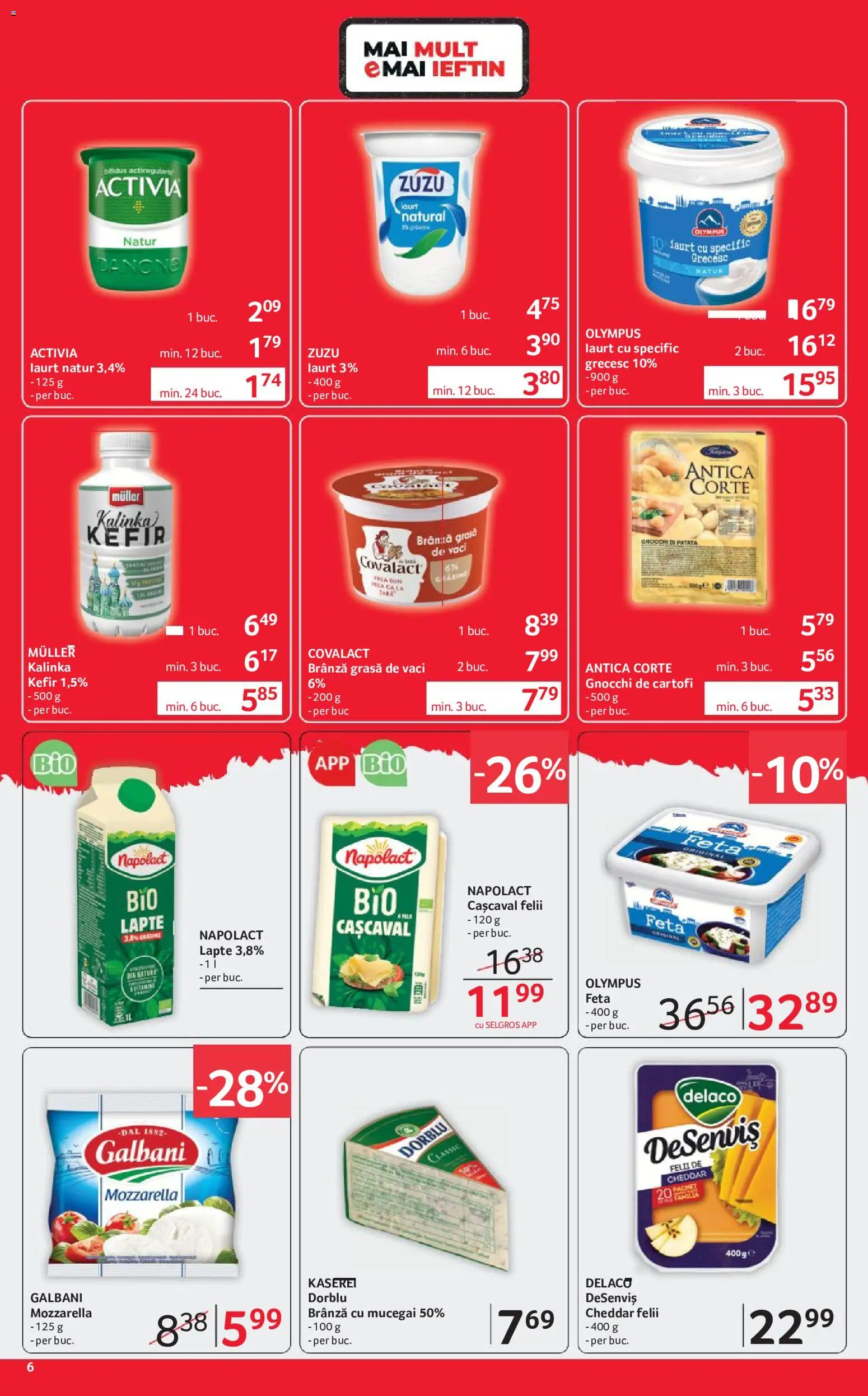 Noul catalog Selgros – valabil de la 26.06.2026 | Pagină: 6 | Produse: Şerit ödül, Light Kedi Konservesi, Cașcaval, Lapte