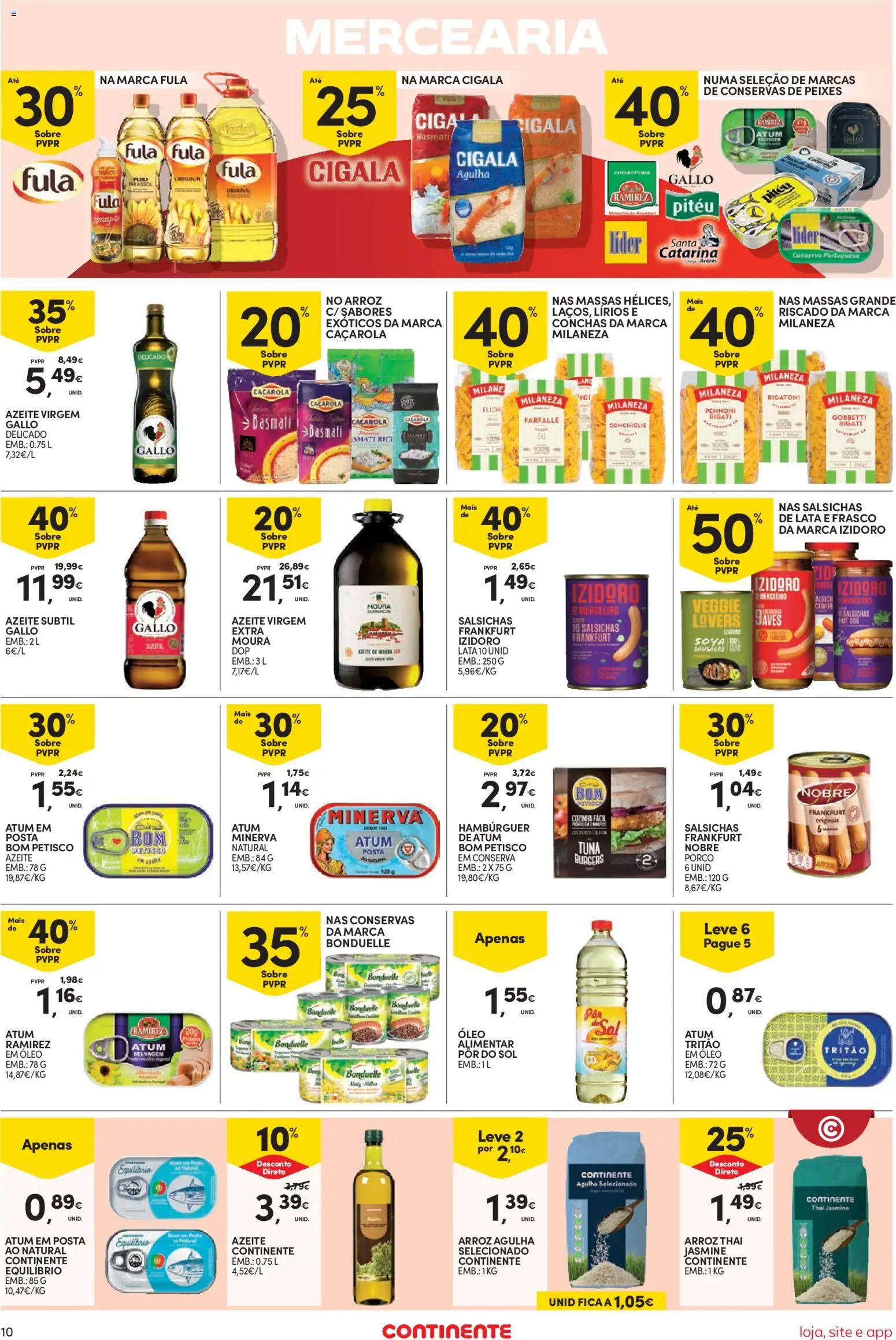 Continente Semanal Continente Bom Dia │ válido de 18/08/2026 | Página: 10 | Produtos: Milaneza, Mercearia, Óleo, Arroz