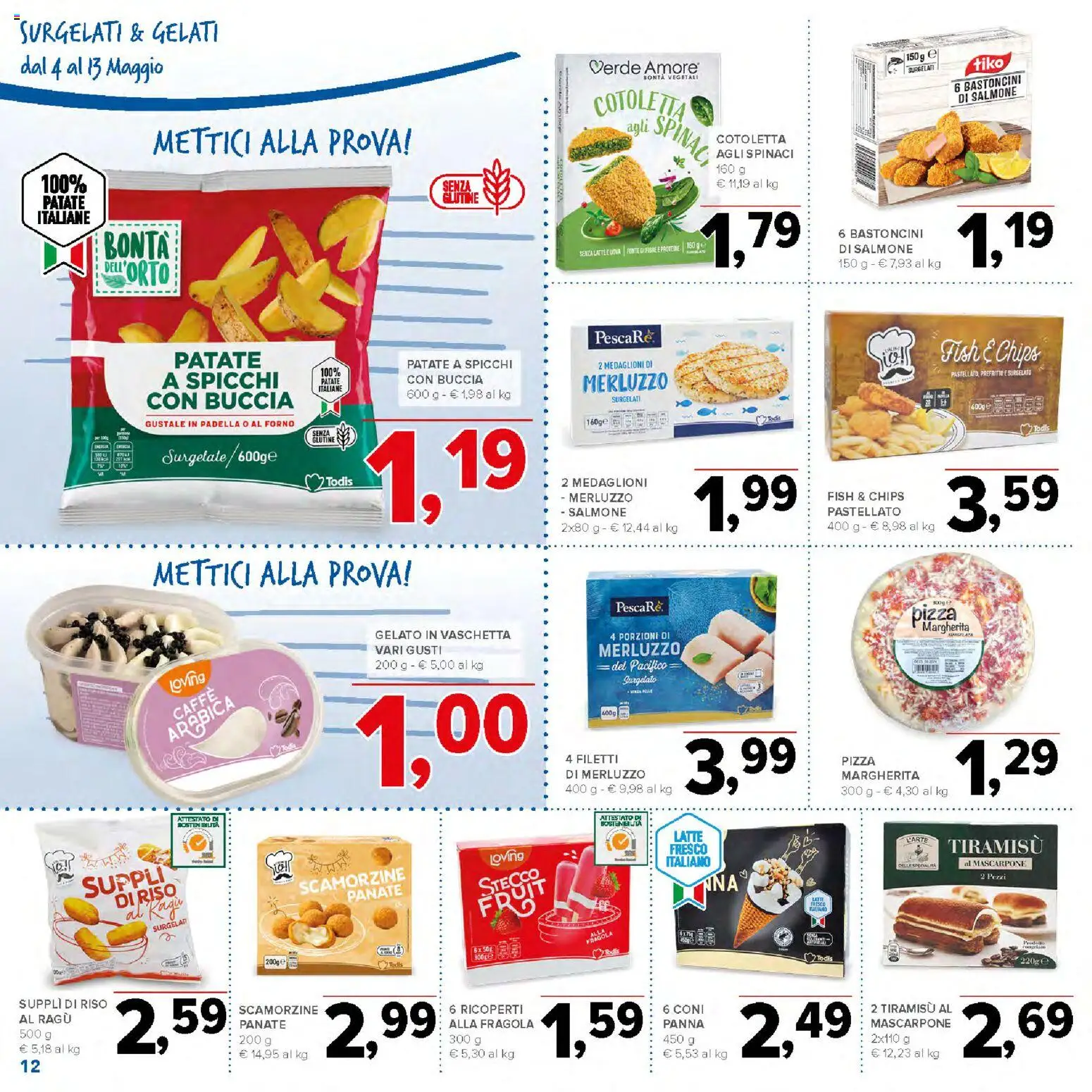 Volantino Todis del 04.05.2026 | Pagina: 12 | Prodotti: Uova, Salmone, Patate, Ragú
