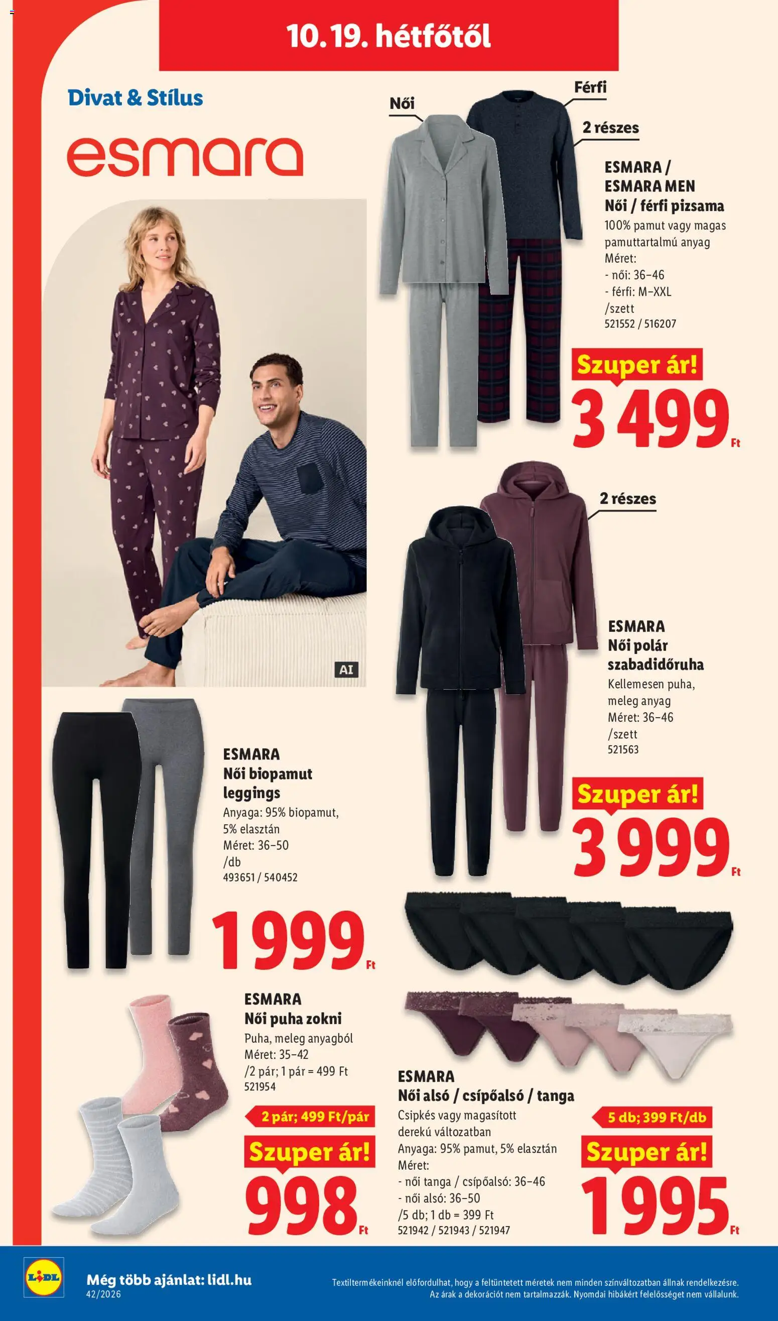 Lidl akciós ujság - amely érvényes a következő dátumtól: 2026.10.15. | Oldal: 28 | Termékek: Esmara, Tanga, Zokni, Leggings
