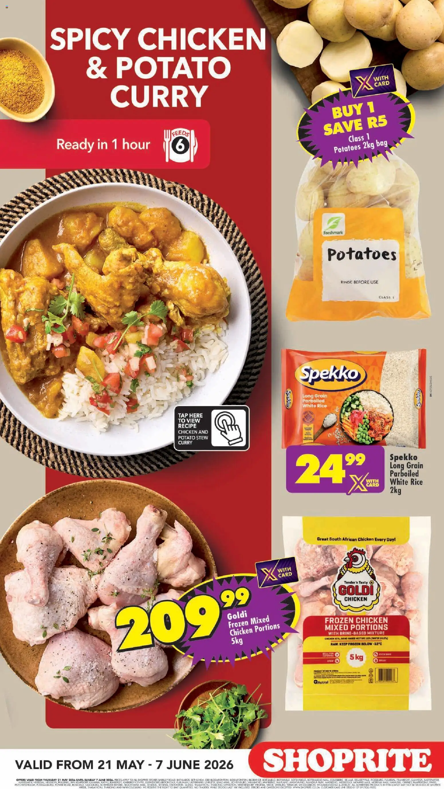 New Shoprite catalogue – valid from 21.05.2026 | Page: 5 | Products: Chicken, Rice, Tap, Water