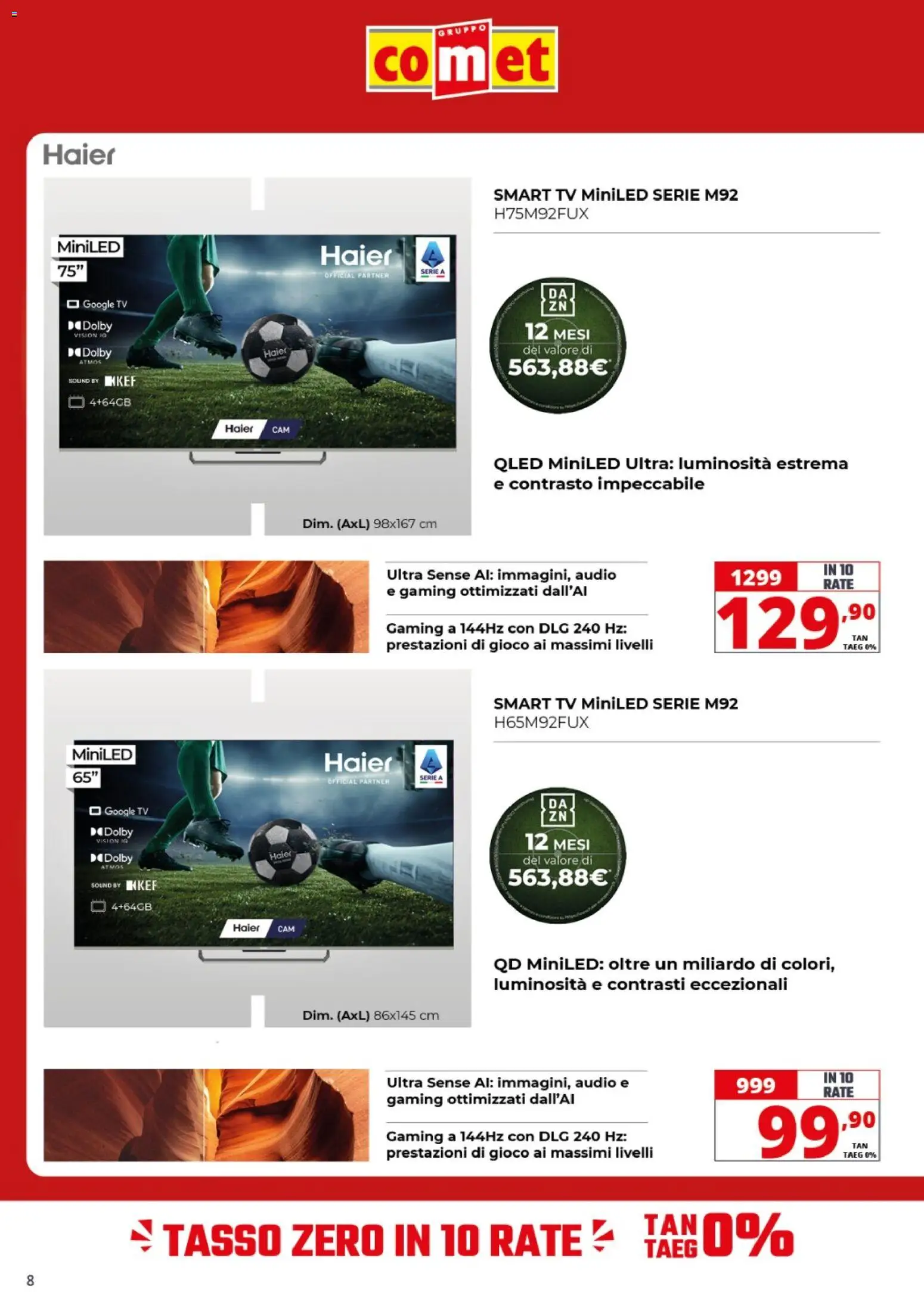 Volantino Comet del 09/10/2026 | Pagina: 8 | Prodotti: smart TV, TV, Audio, Gioco