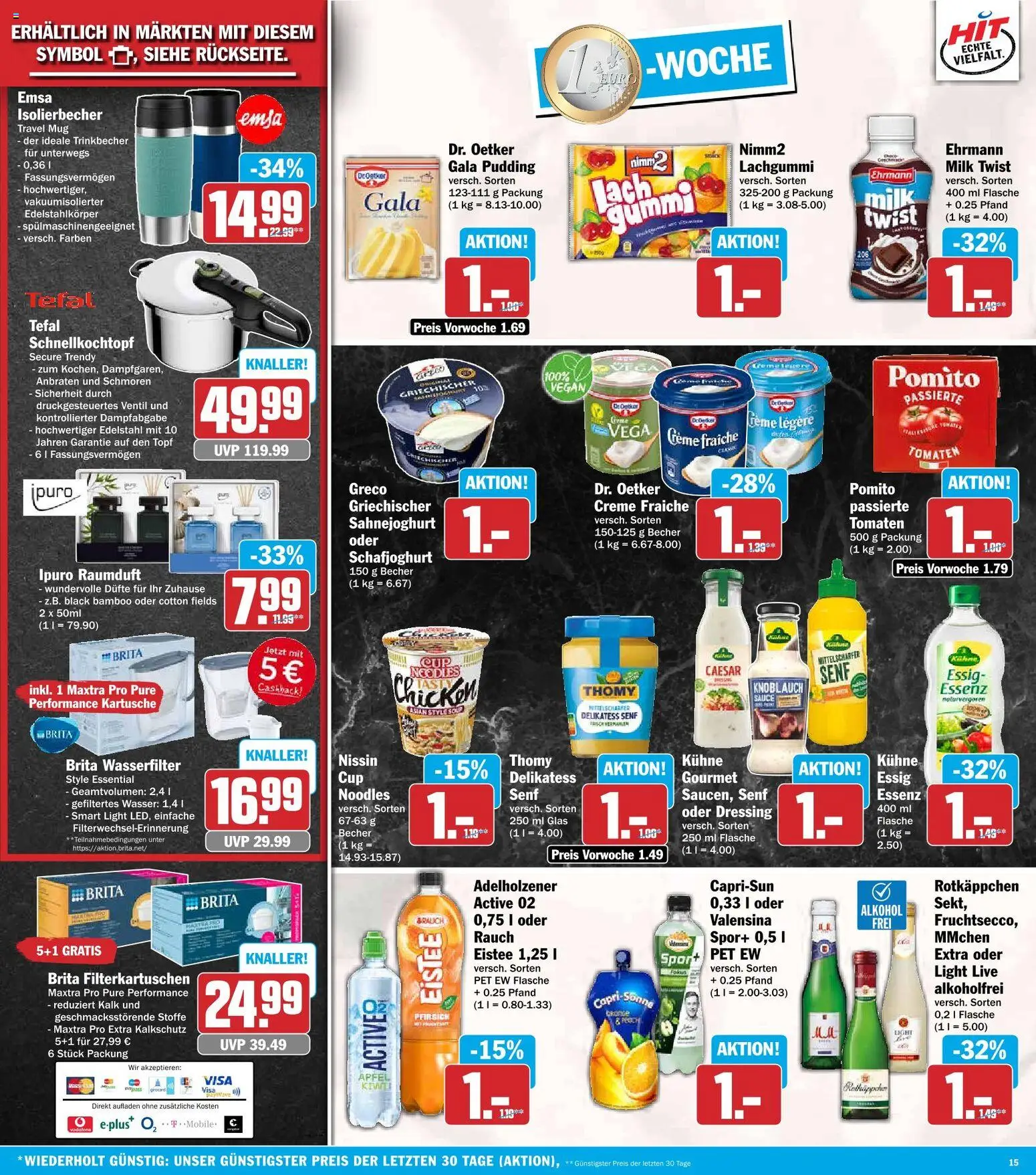 HIT Prospekt – gültig ab 28.09.2026 | Seite: 15 | Produkte: Essig, Tomaten, Pudding, Valensina