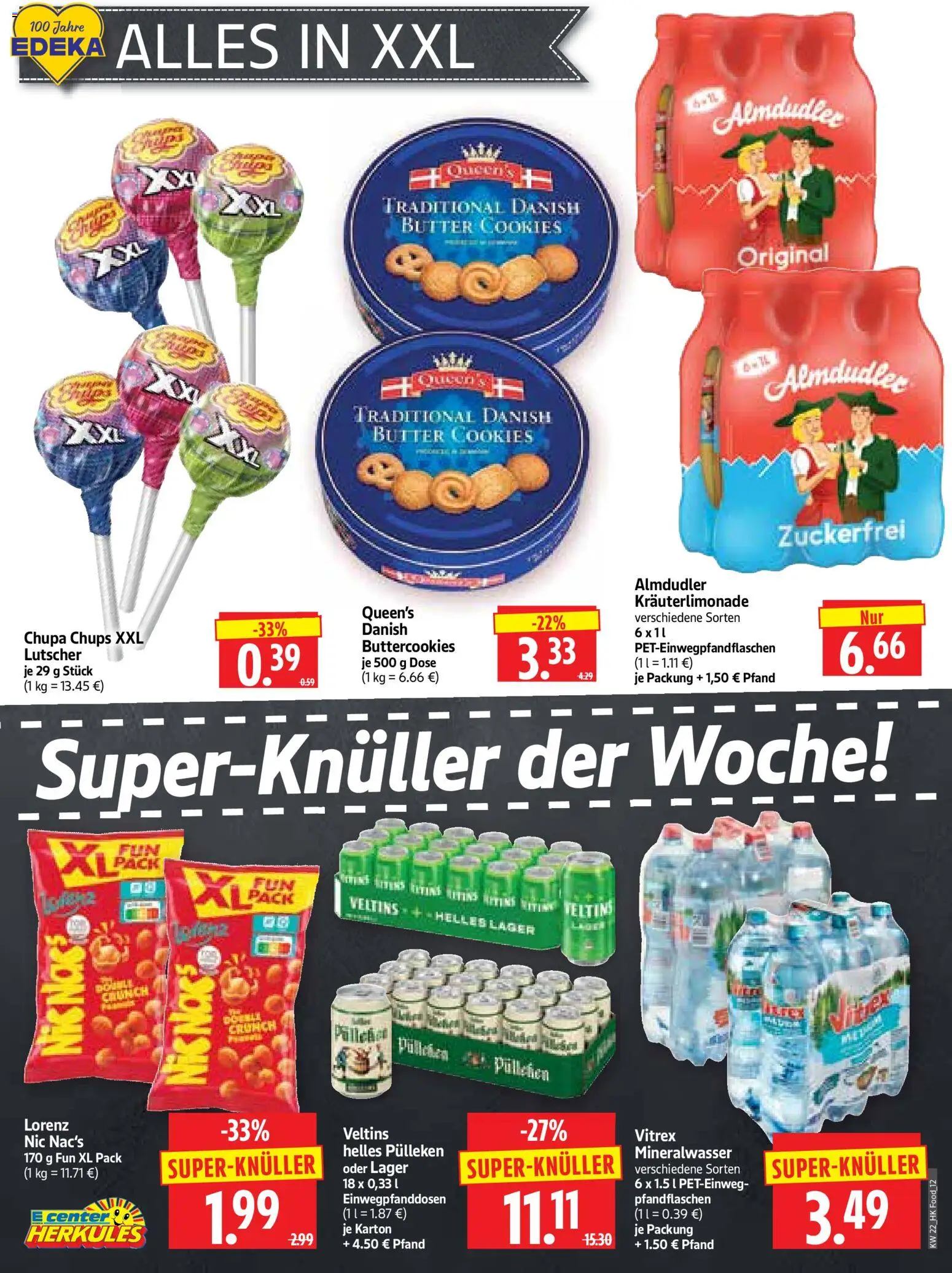 HERKULES Prospekt – gültig ab 26.05.2026 | Seite: 12 | Produkte: Helles pulleken, Butter, Mineralwasser, Veltins
