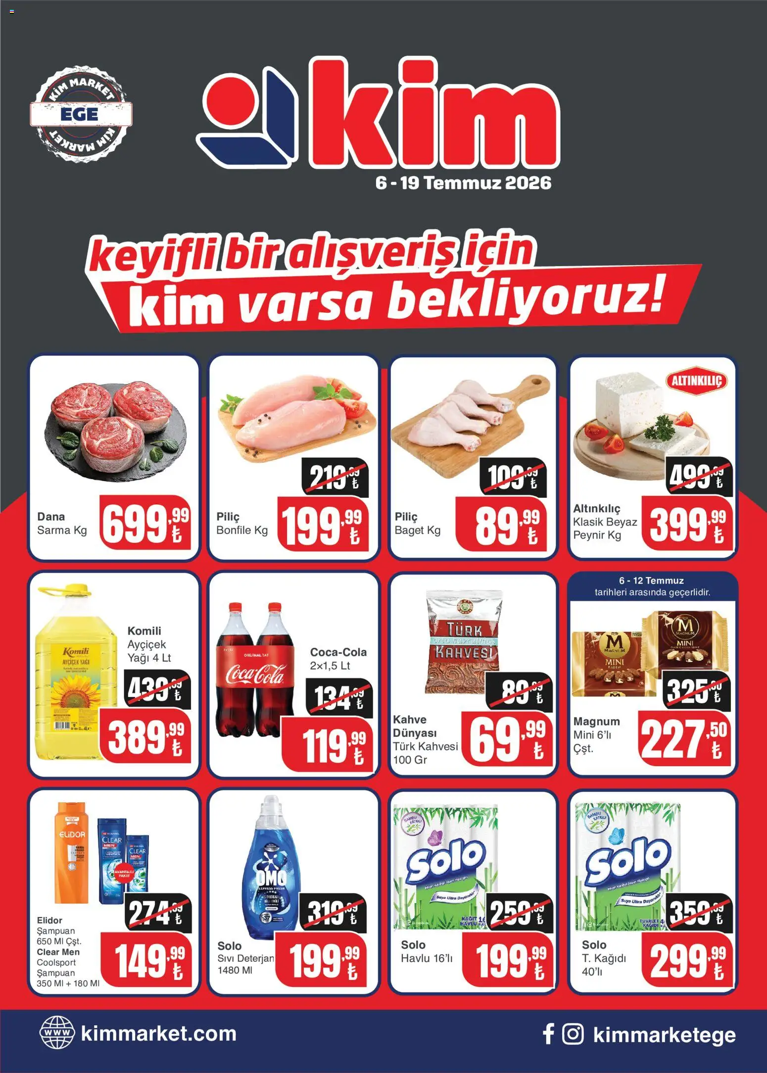 Kim Market Katalog - 06 Temmuz 2026 tarihinden itibaren geçerlidir | Sayfa: 1 | Ürünler: Peynir, Kahve, Deterjan, Piliç