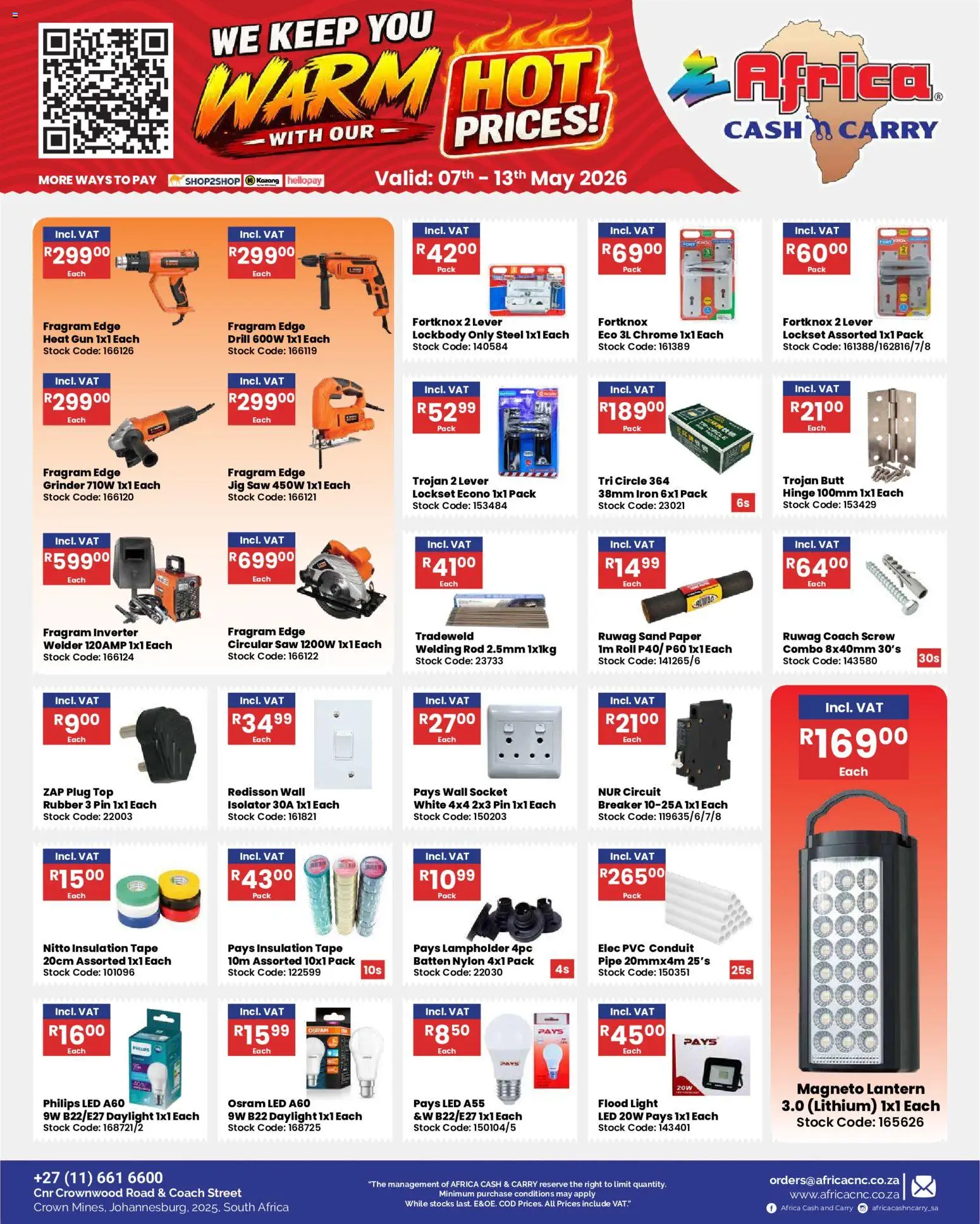 New Africa Cash & Carry catalogue – valid from 07/05/2026 | Page: 24 | Products: Grinder, Drill, Pipe, Paper
