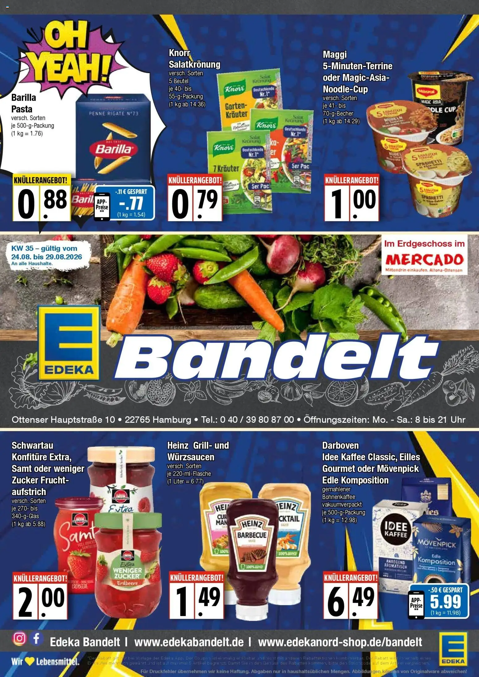 Edeka Prospekt Hamburg (ab 24.08.2026) » Angebote Online | Seite: 1 | Produkte: Maggi, Barilla, Knorr, Uhr