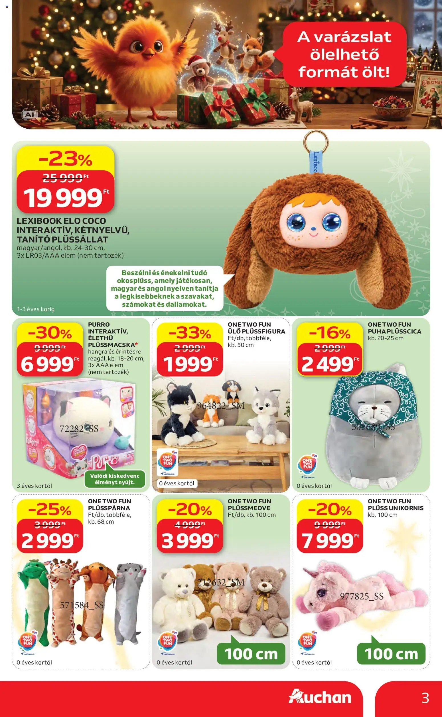 Auchan akciós ujság - amely érvényes a következő dátumtól: 2026.10.22. | Oldal: 3 | Termékek: Plüss, Elem