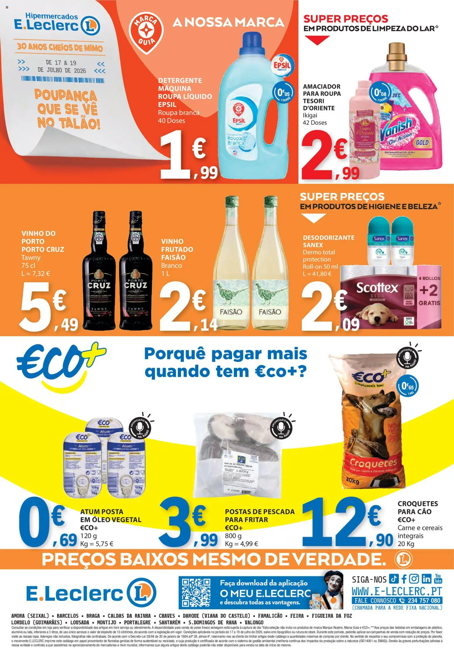 E.Leclerc Catálogo Fim de Semana │ válido de 17/07/2026 | Página: 4 | Produtos: Faca, Peixe, Roupas, Cereais