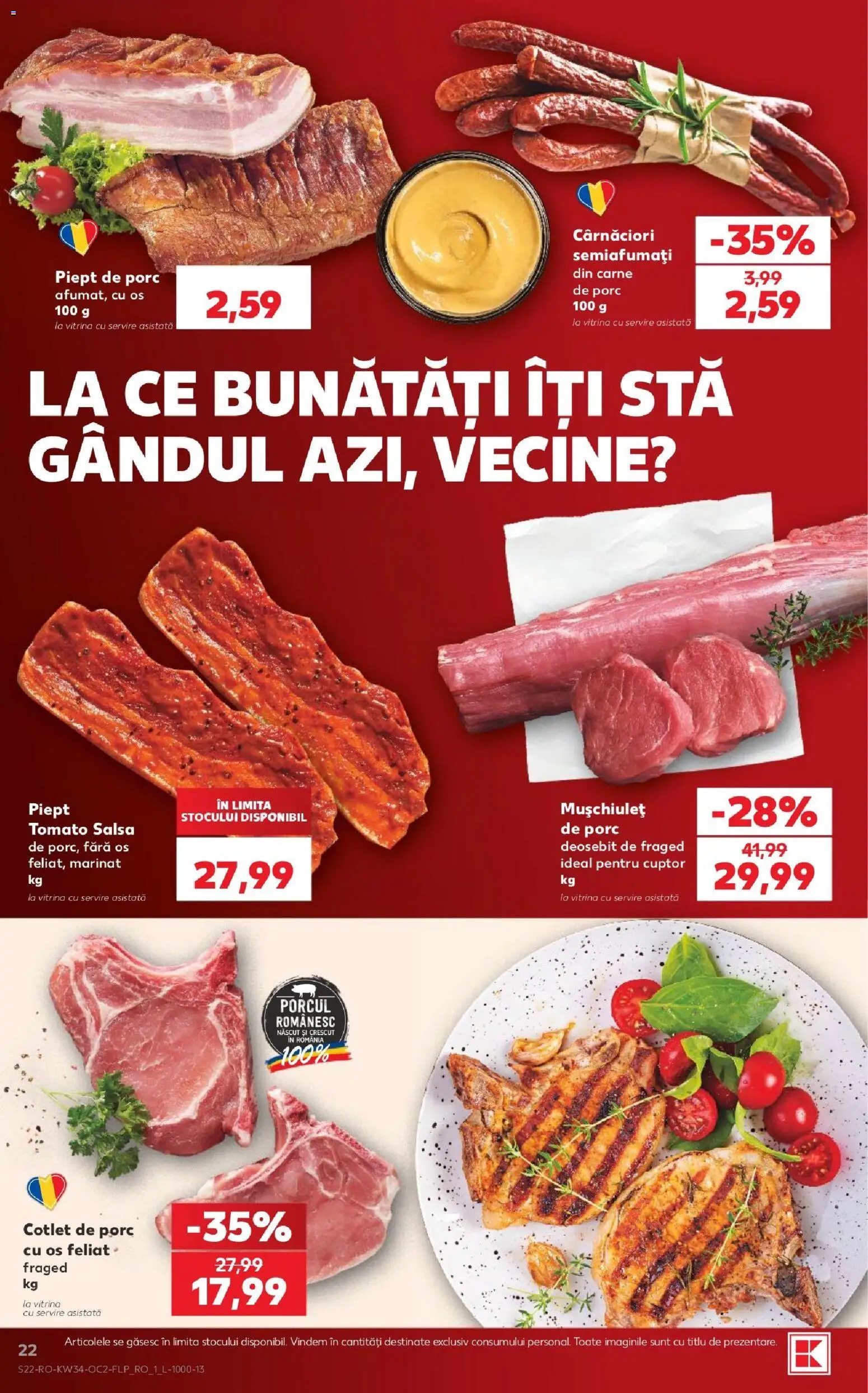Noul catalog Kaufland – valabil de la 19.08.2026 | Pagină: 22 | Produse: Cuptor, Cotlet, Vitrină, Piept de Porc