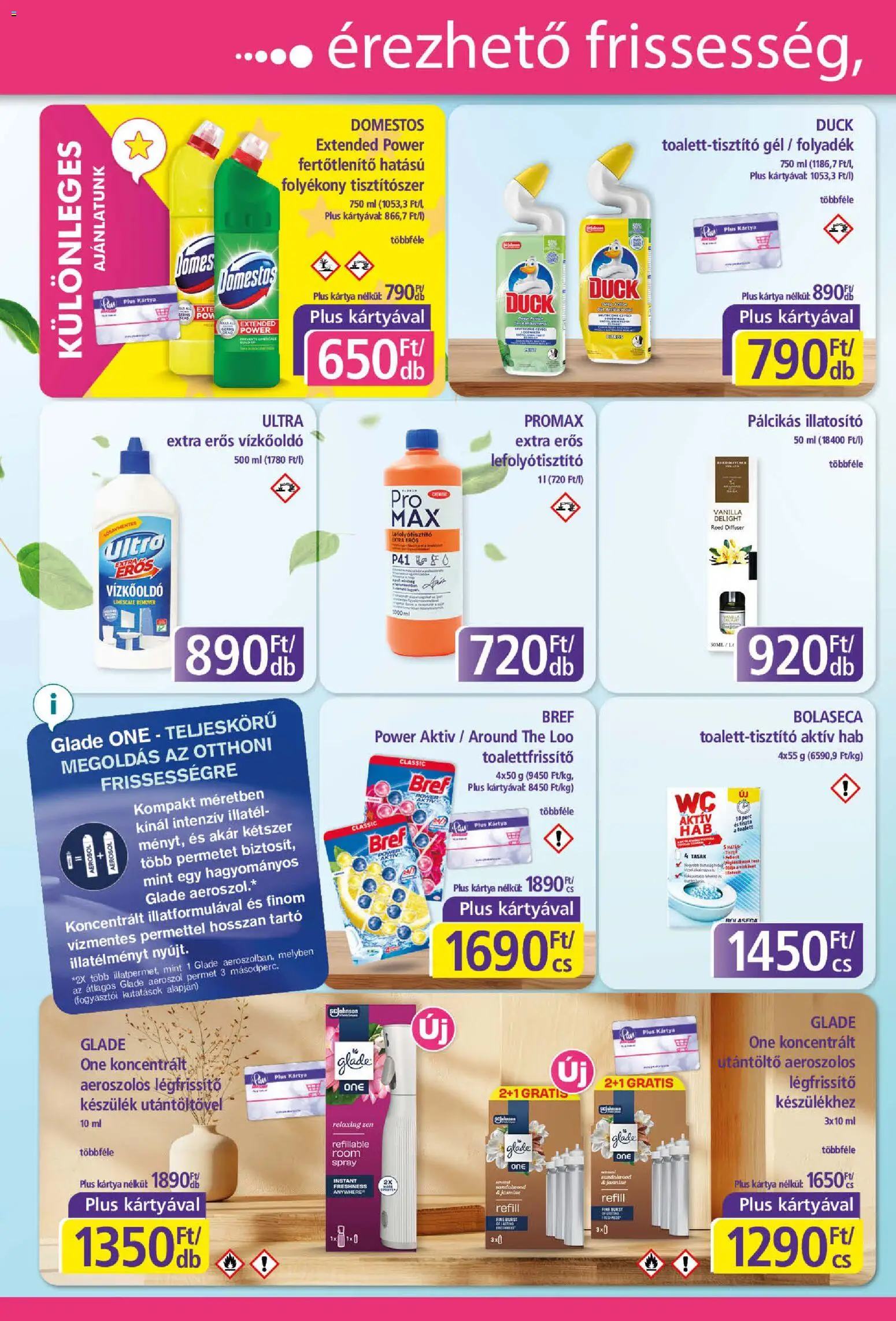 Plus Market akciós ujság - amely érvényes a következő dátumtól: 2026.10.08. | Oldal: 2 | Termékek: Hab, Bref, Vízkőoldó, Légfrissítő