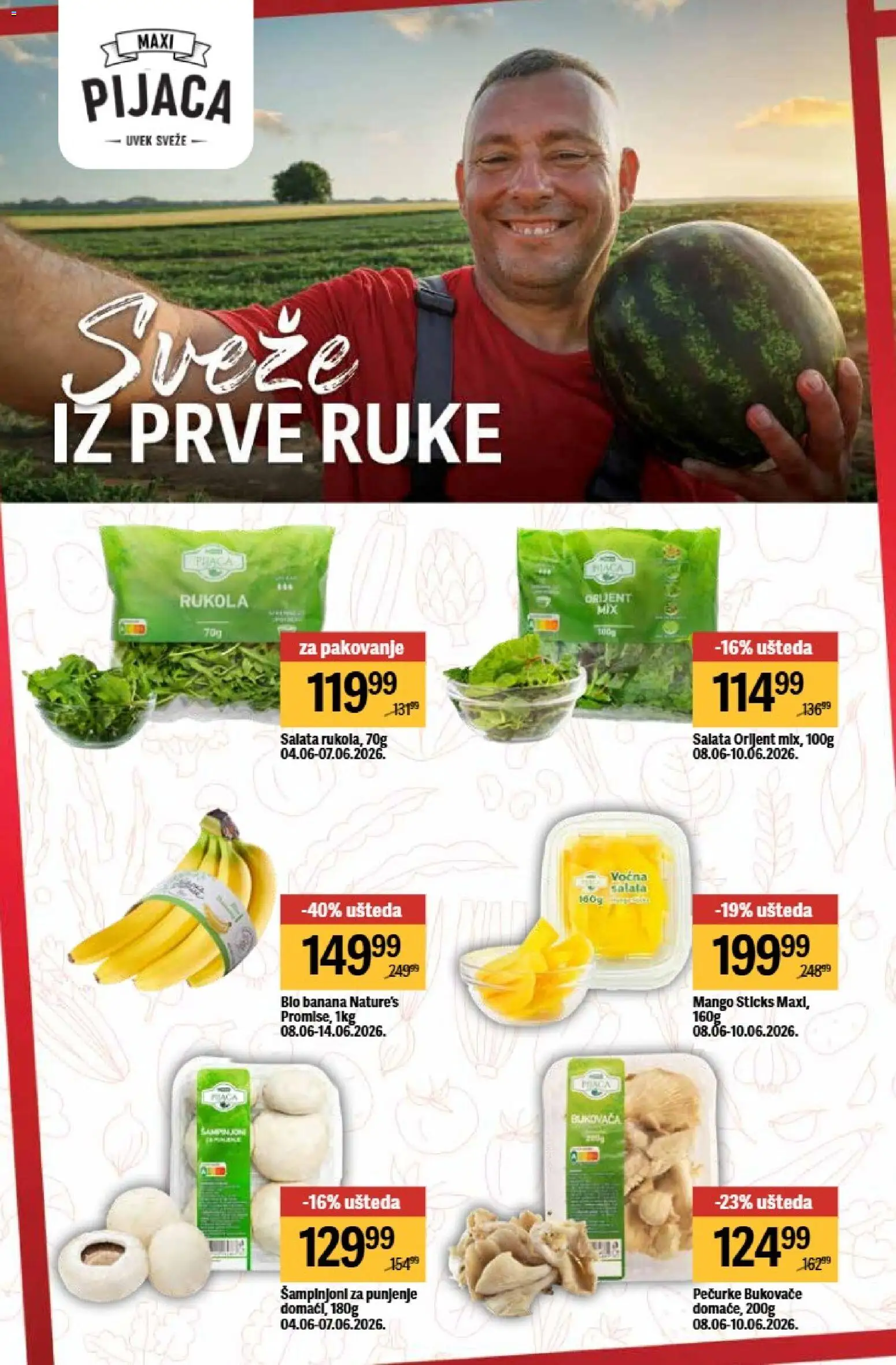 Maxi katalog - važi od 04.06.2026 | Strana: 6 | Proizvode: Banana, Salata, Mango, Šampinjoni