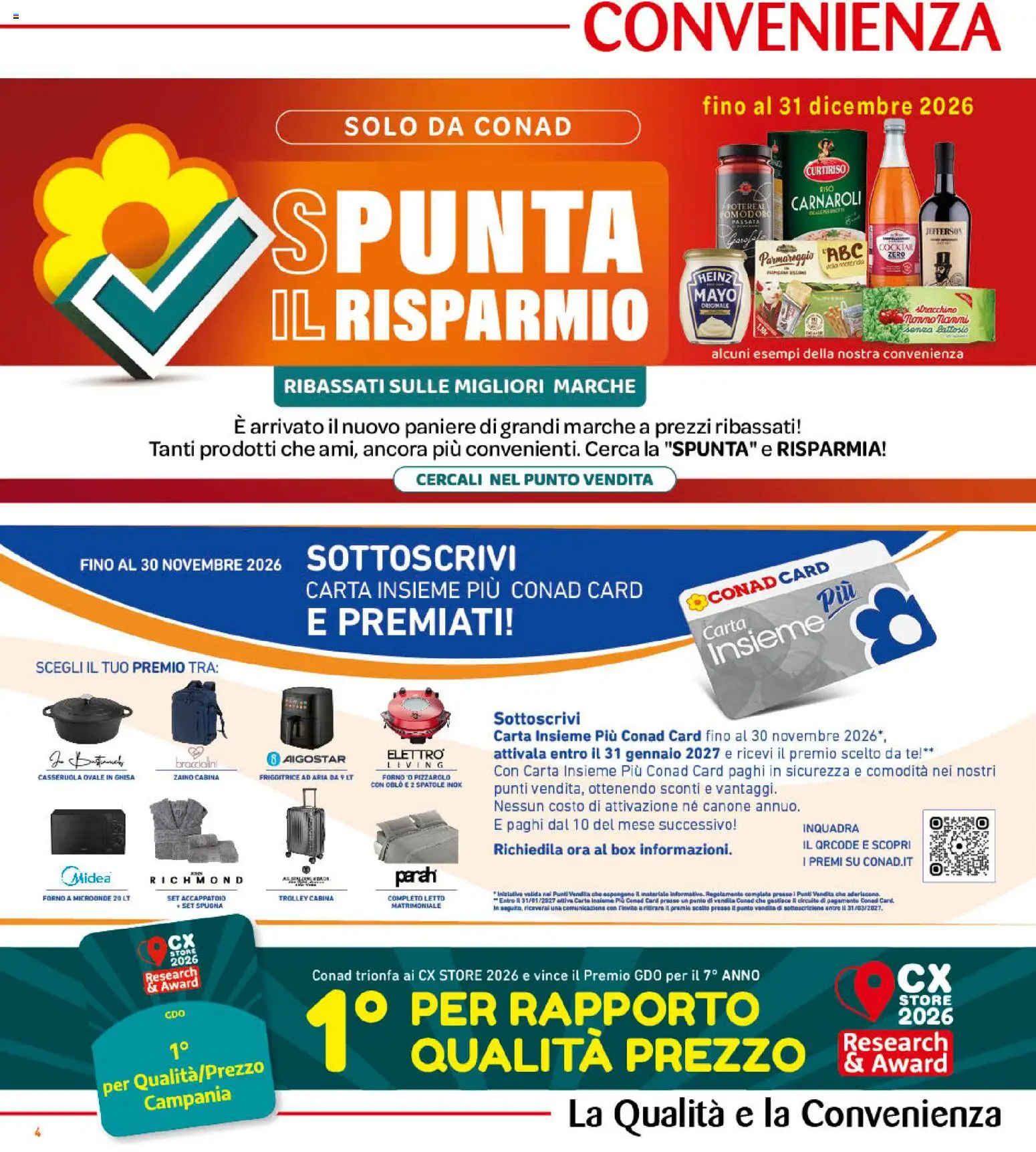 Volantino Conad del 14/10/2026 | Pagina: 4 | Prodotti: Friggitrice ad aria, Riso, Stracchino, Letto