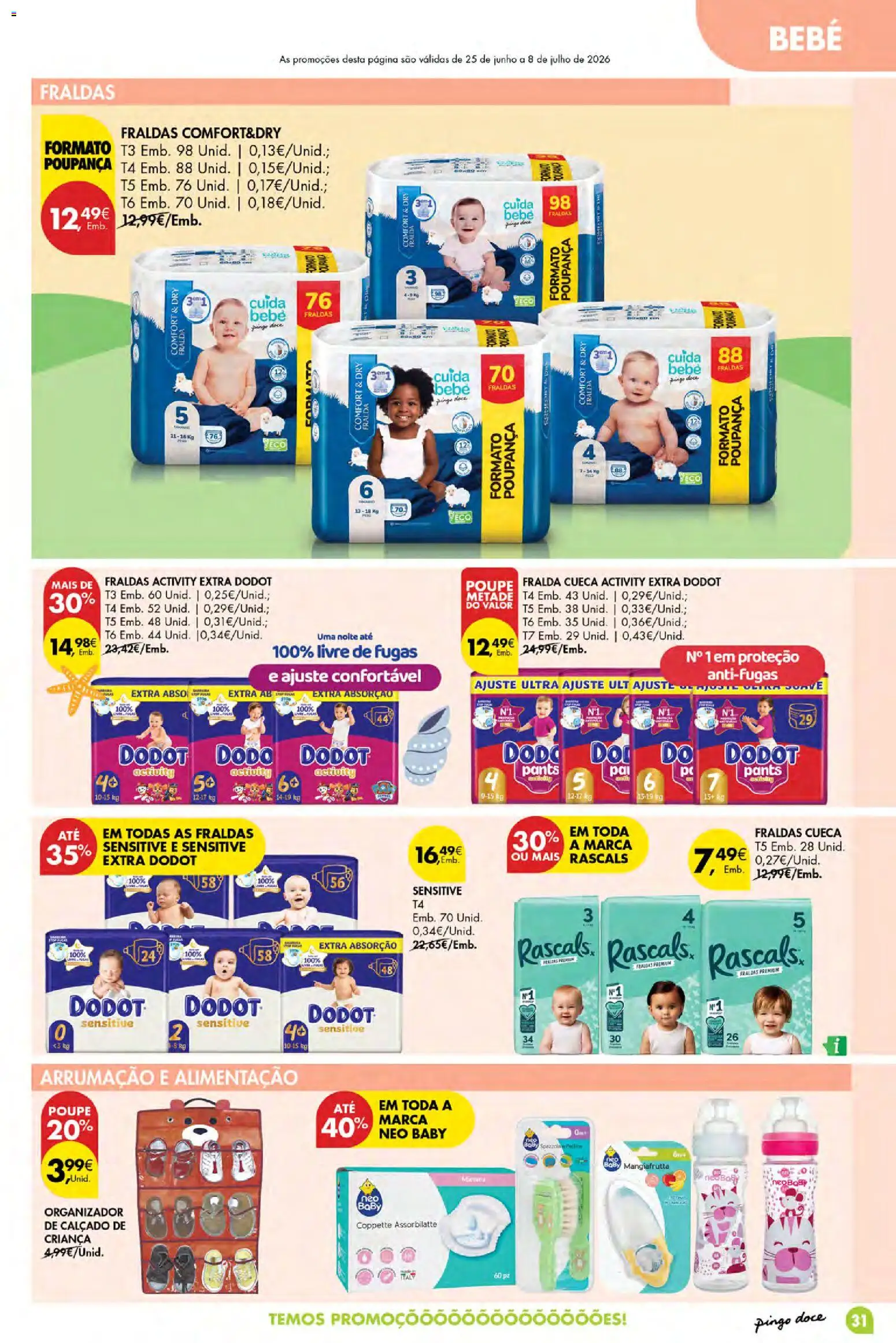 Pingo Doce Poupe Esta Semana Açores │ válido de 02/07/2026 | Página: 31 | Produtos: Fraldas, Organizador