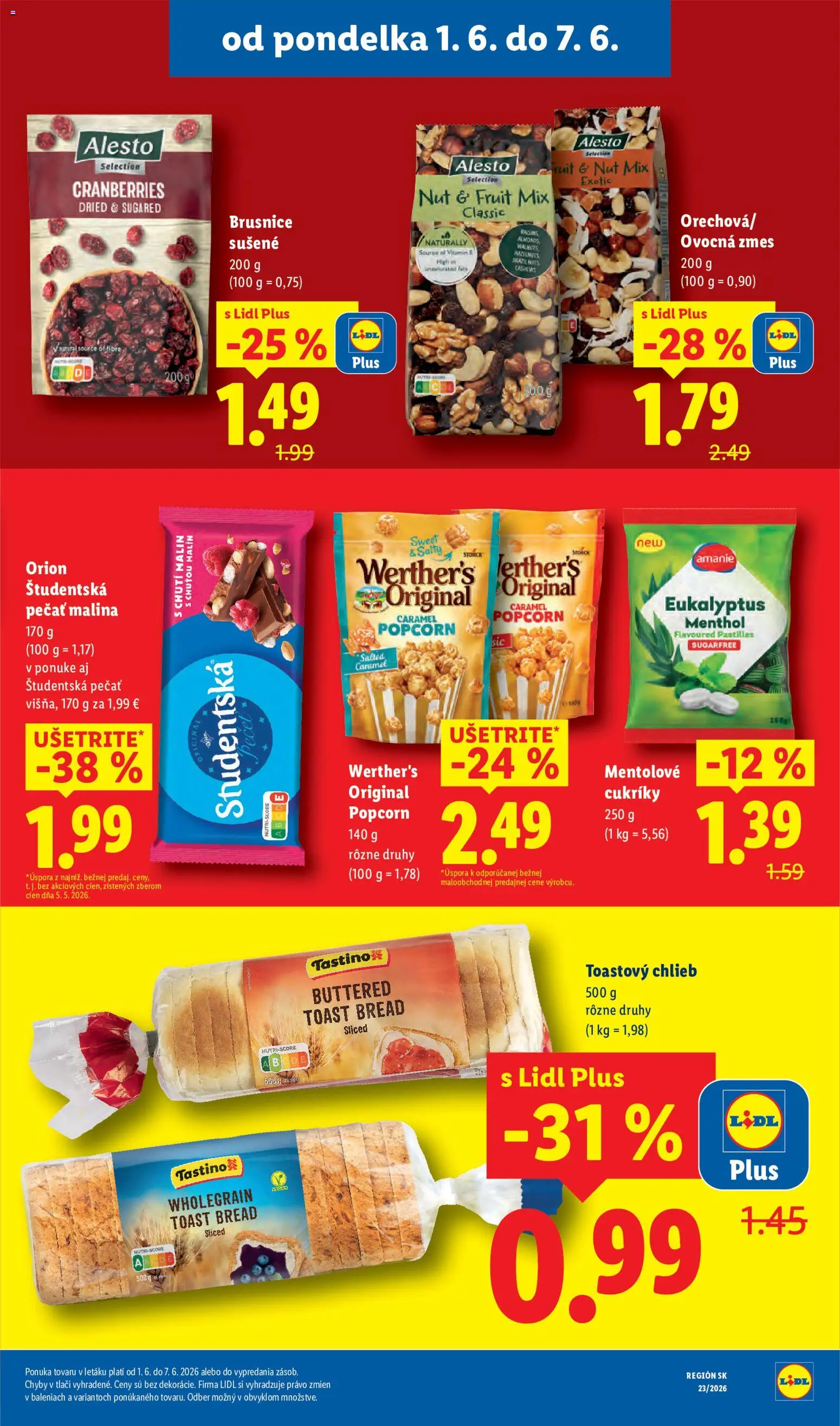 Nové Lidl akcie – leták je platný od 01.06.2026 | Strana: 43 | Produkty: Chlieb, Cukríky, Študentská pečať