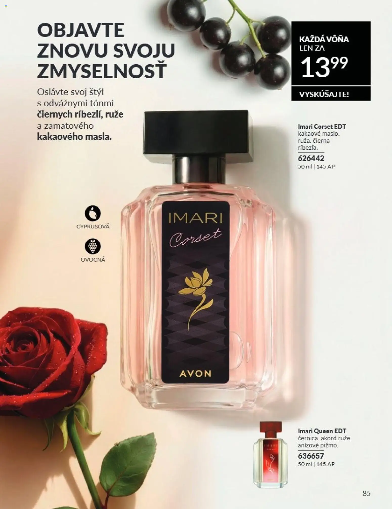 Nové Avon akcie – leták je platný od 01.07.2026 | Strana: 85 | Produkty: Ruže