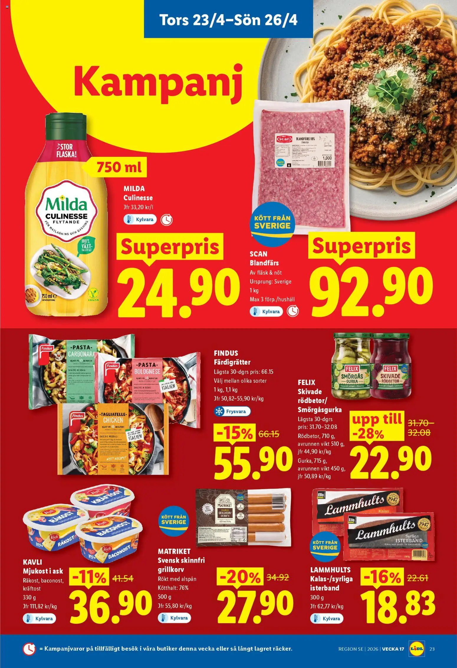 Lidl reklamblad aktuell från 20.04.2026 | Sida: 27 | Produkter: Räkost, Mjukost, Pasta, Gurka
