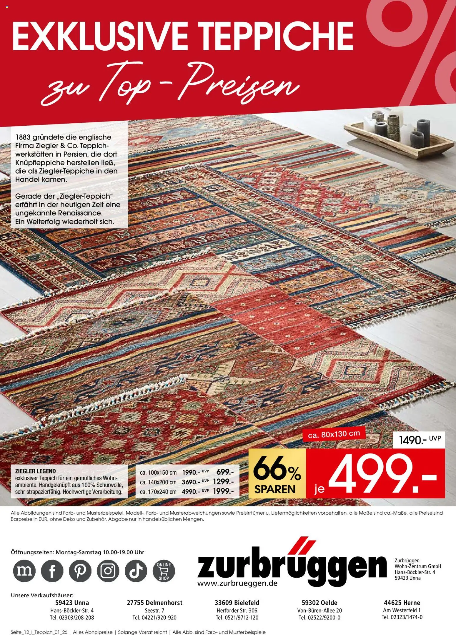 Zurbrüggen Teppich Spezial – gültig ab 15.06.2026 | Seite: 12 | Produkte: Top, Teppich, Uhr