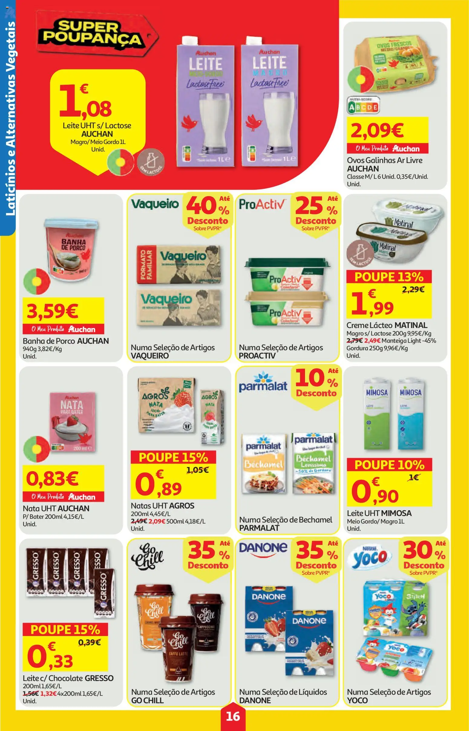 Auchan folheto │ válido de 21.05.2026 | Página: 16 | Produtos: Leite, Manteiga, Chocolate, Creme